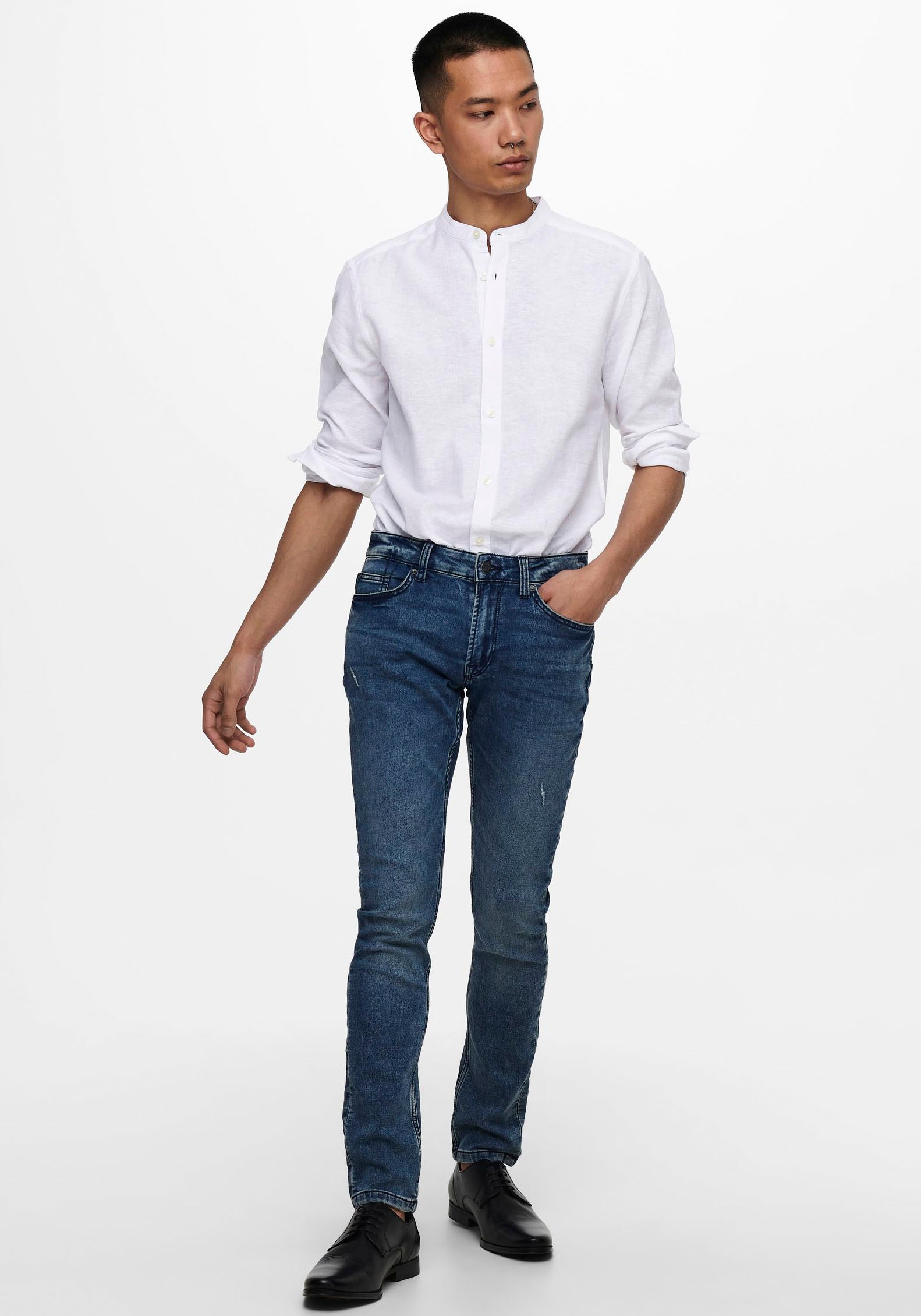 Thumbnail - ONLY & SONS Langarmhemd "ONSCAIDEN LS SOLID LINEN MAO SHIRT NOOS"