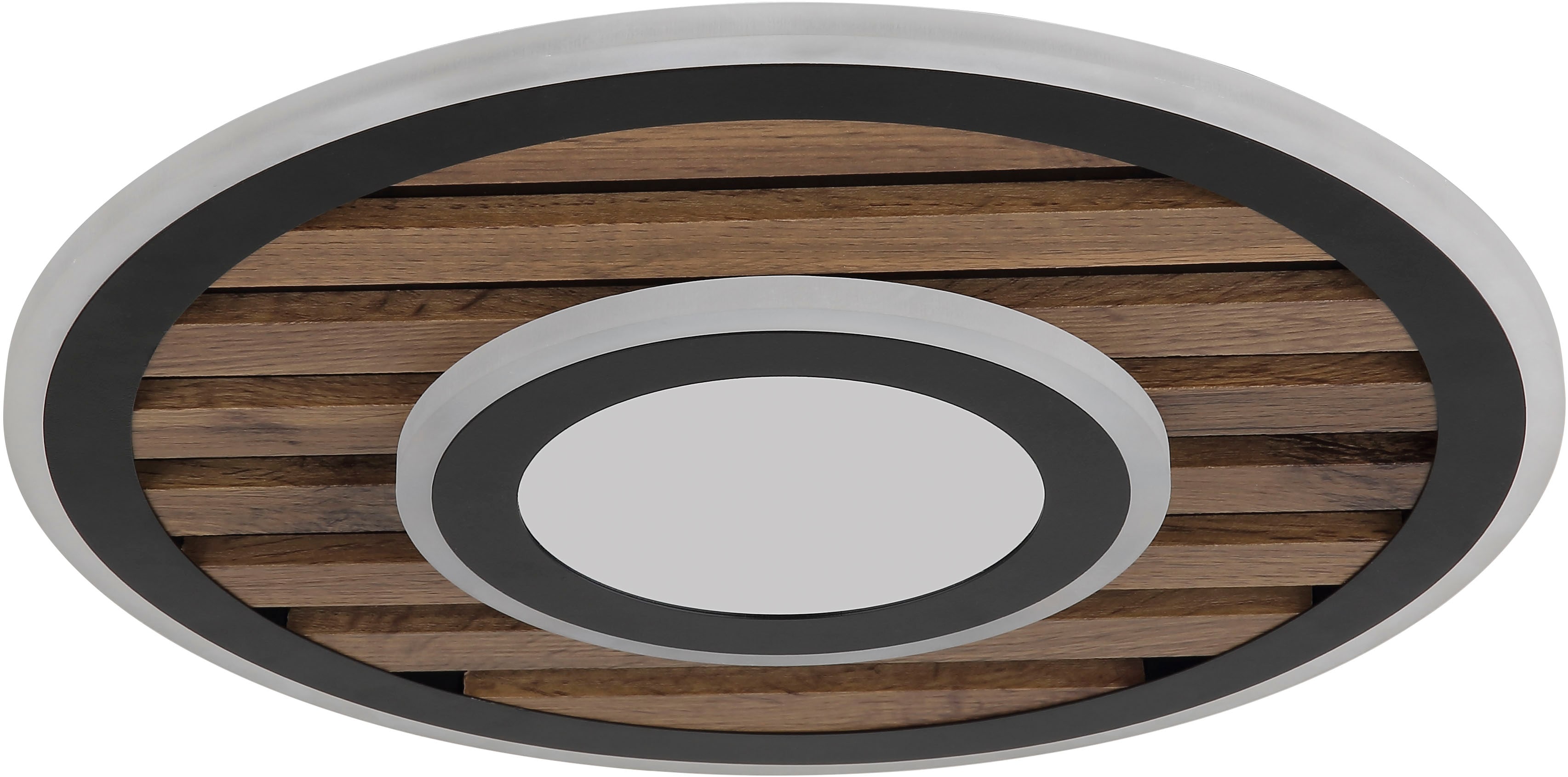 GLOBO LIGHTING LED Deckenleuchte "WOODY", 1, Ø 40cm H: 6cm, 1 Stk., schwarz, Wohnzimmer, Leuchten, Deckenlampe, Wohnzimmer, Schlafzimmer, Design Lampe