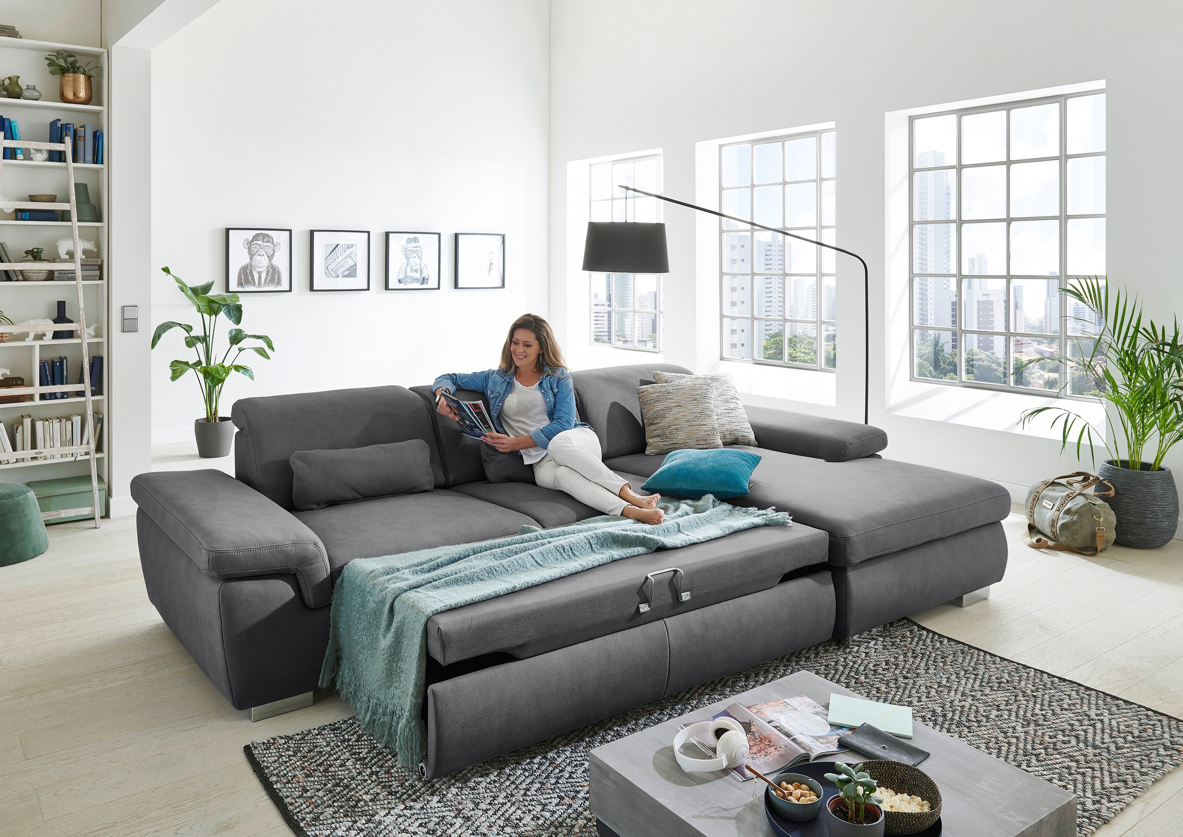 Die PlanBar Ecksofa »MP-IN17041 L-Form«, mit Sitztiefenverstellung, optional Kopfteilverstellung & Bettfunktion