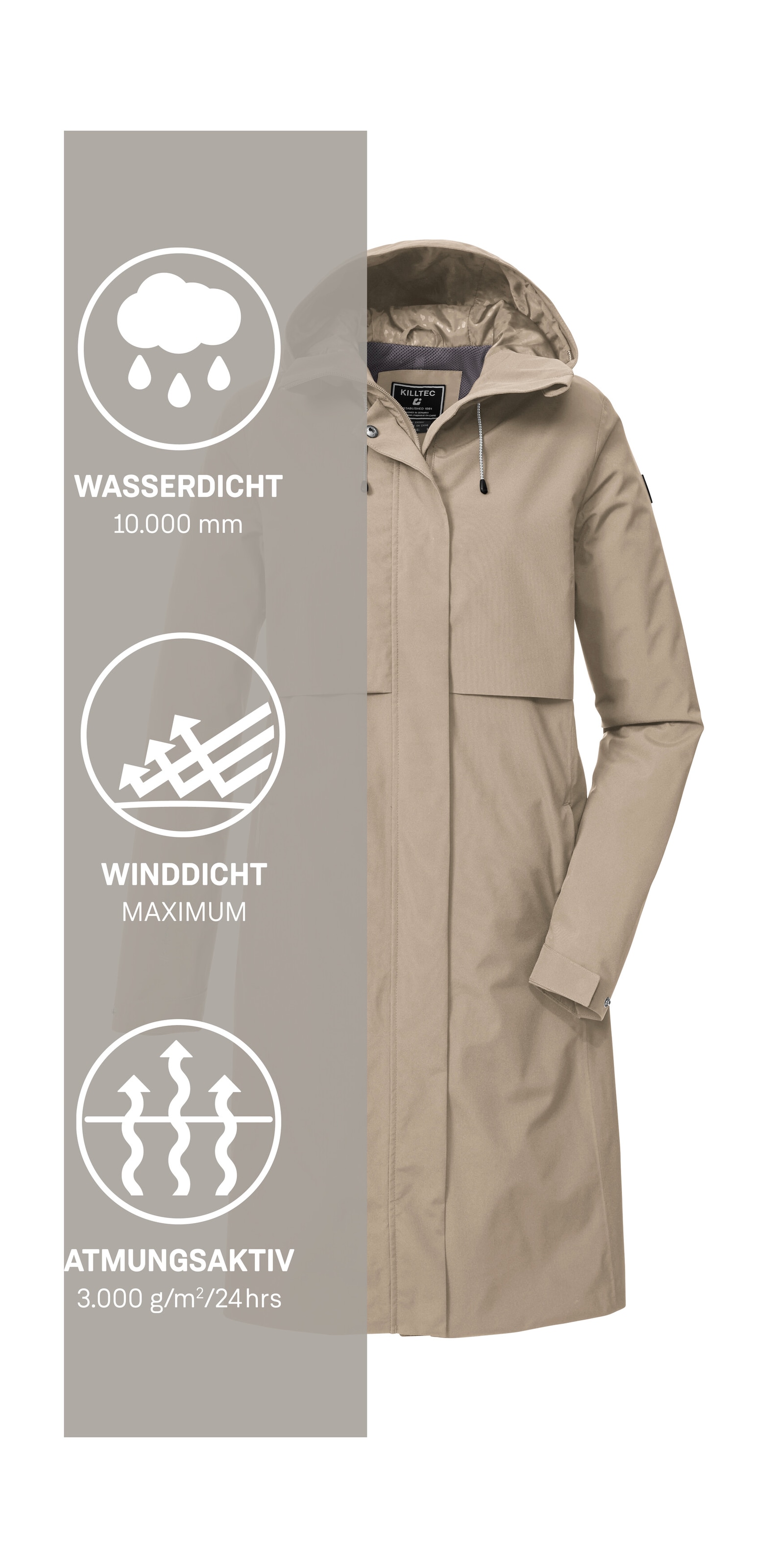 Killtec Parka »KOS 46 WMN PRK« Wasserdichter Damenparka, atmungsaktiv, verstellbare Details