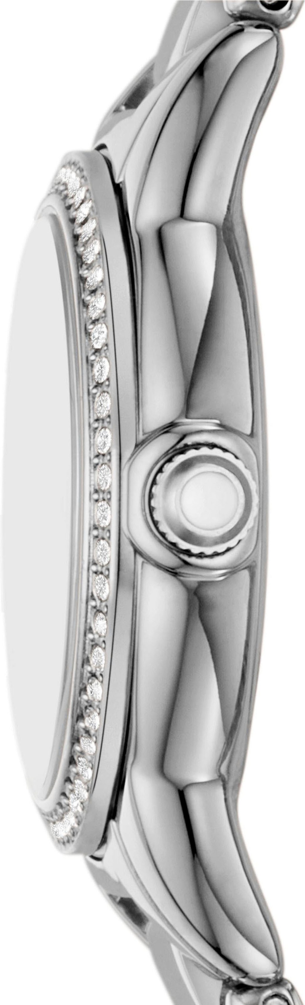 Emporio Armani Quarzuhr, Armbanduhr, Damenuhr, Edelstahlarmband, analog, Glassteine