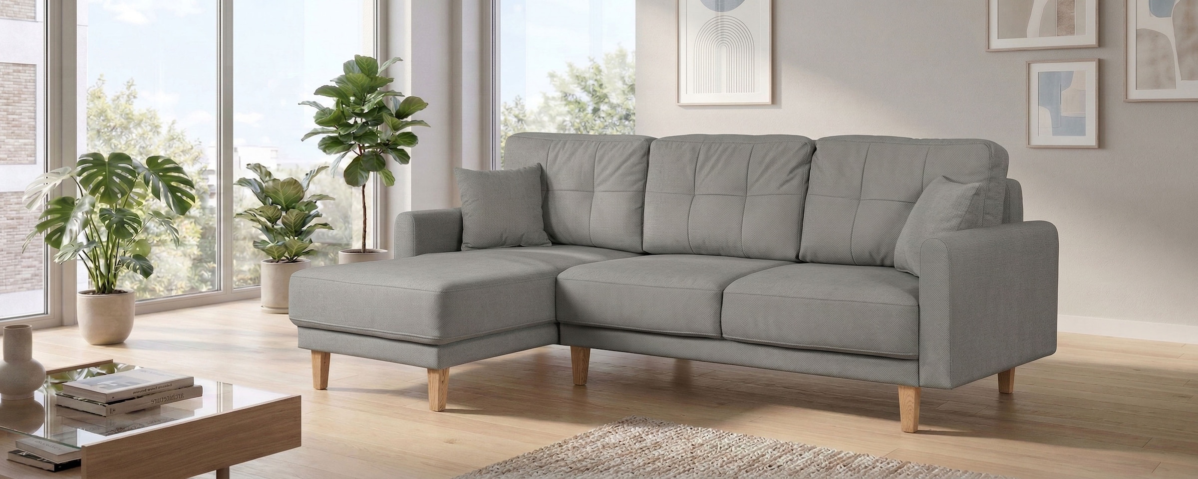 OTTO home Ecksofa "TRIPLO optionale Schlafsofa mit Bettkasten, Maße B/T/H: 234/164/89 cm" L-Form wahlweise mit Bettfunktion - Liegefläche 132x210 cm