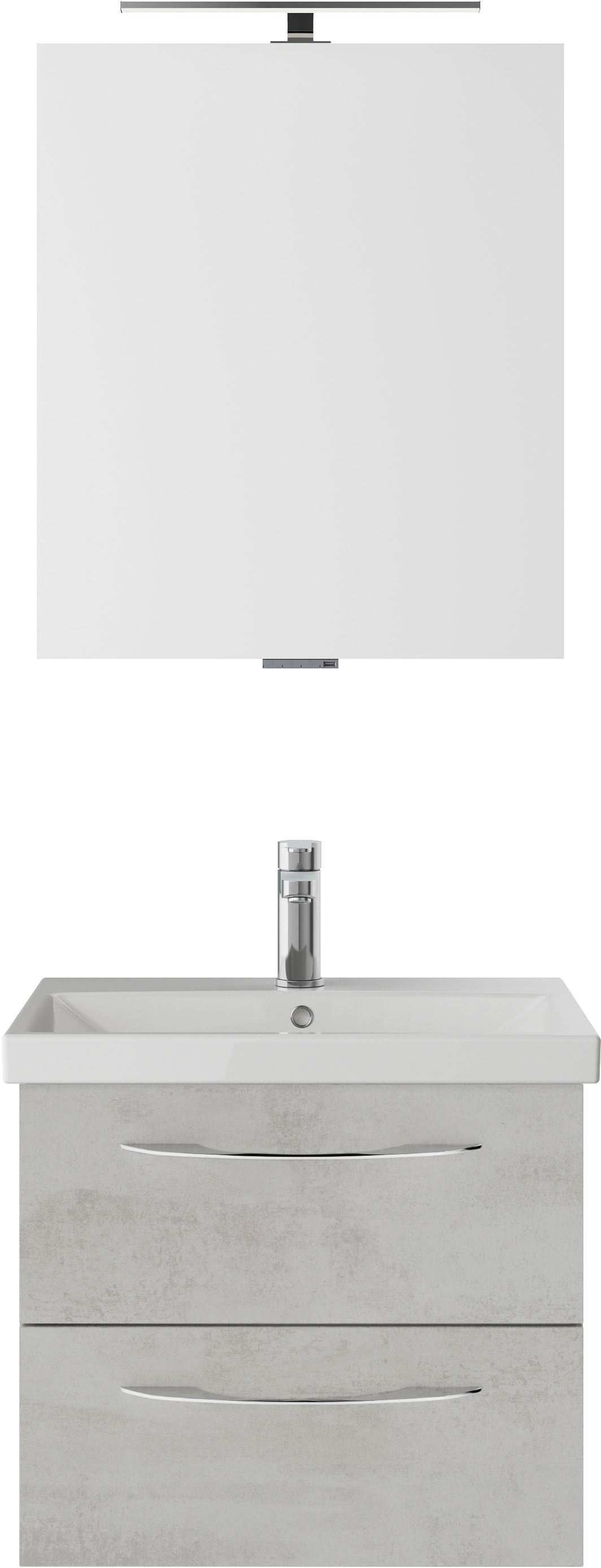 Saphir Badmöbel-Set »Serie 4035 2-teilig, Keramikwaschtisch mit LED-Spiegel, 60 cm breit«, (Set), Badezimmer-Set inkl. Schubladen-Dämpfer, 2 Schubladen, Waschplatz