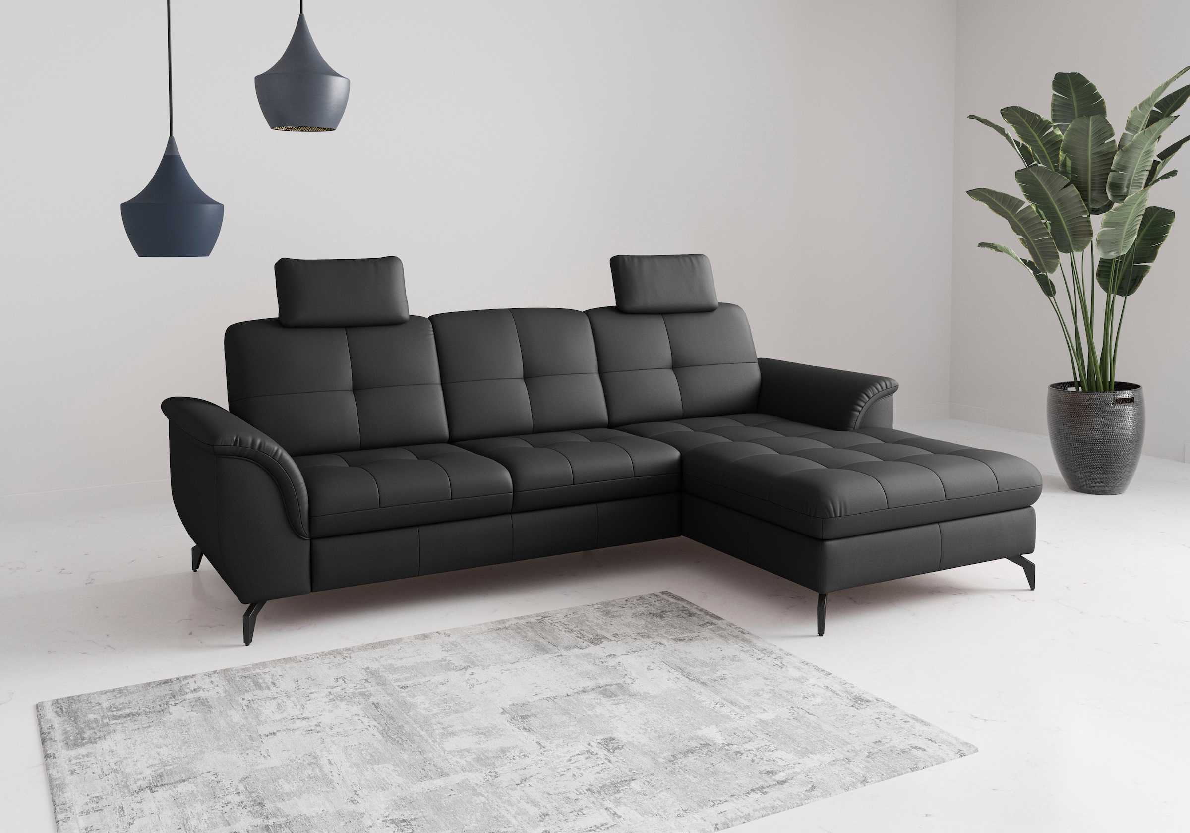 SIT & MORE Zora Corner Sofa Black 7