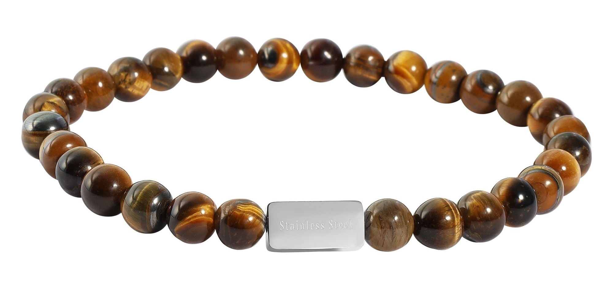 Adelia´s Gliederarmband »Herren Armband – Kugelarmband aus Edelstahl mit Tigerauge 21 cm« Ideal als Geschenk für besondere Anlässe