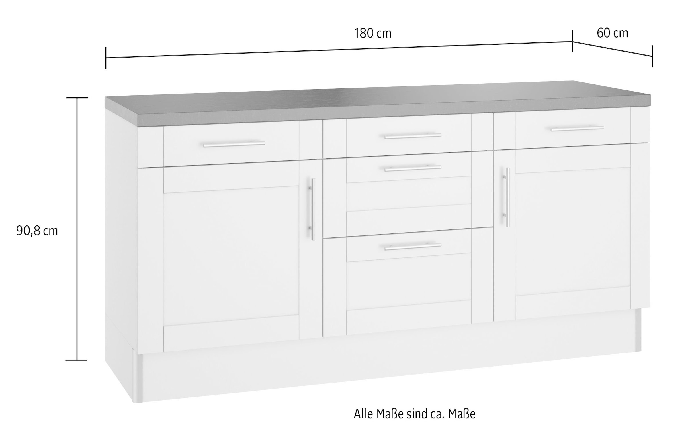 OPTIFIT Küche »Ahus«, 180 cm breit, ohne E-Geräte, Soft Close Funktion, MDF  Fronten bestellen | BAUR