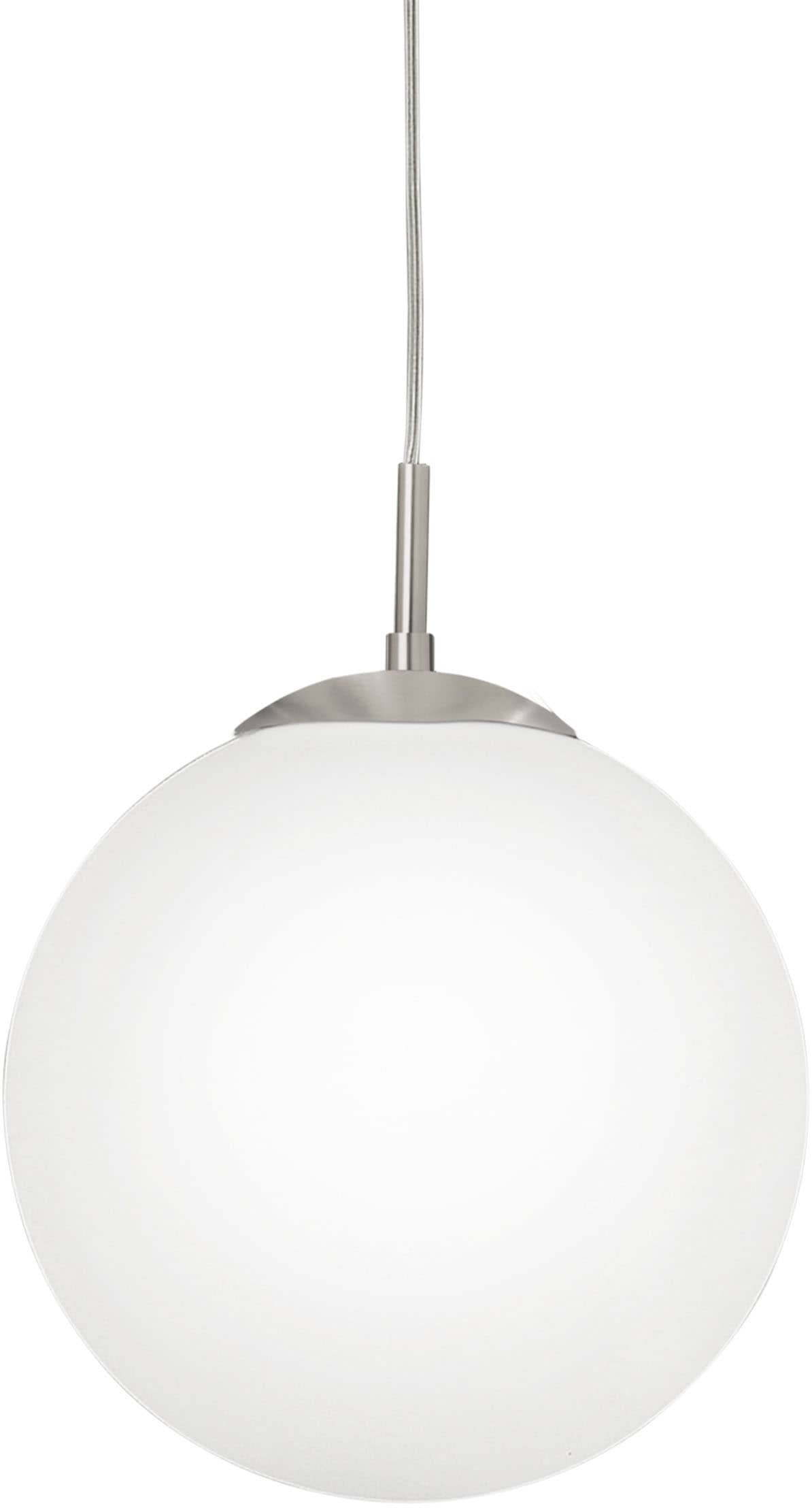 EGLO Hängeleuchte »RONDO Pendellampe, Metall in silber, Glas in Opal matt weiß, E27«, 1 flammig, Leuchtmittel E27 | Leuchtmittel wechselbar-ohne Leuchtmittel, Esszimmerlampe, zeitloses Design, modern, schlicht, 110x30cm