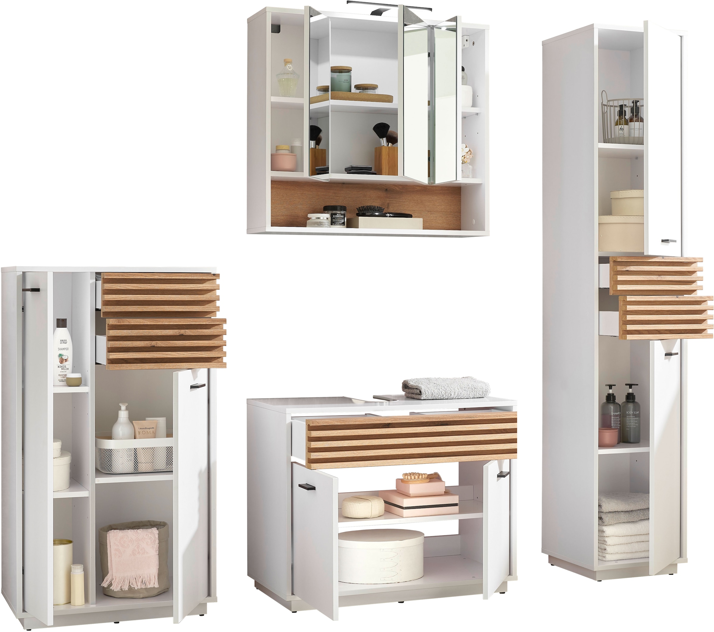 BASIC by Balculina Midischrank »Liguria B/H/T 60x106x35 cm« 1 Stk. tlg. Breite 60cm, Unterflurauszug, FSC-Mix 70%