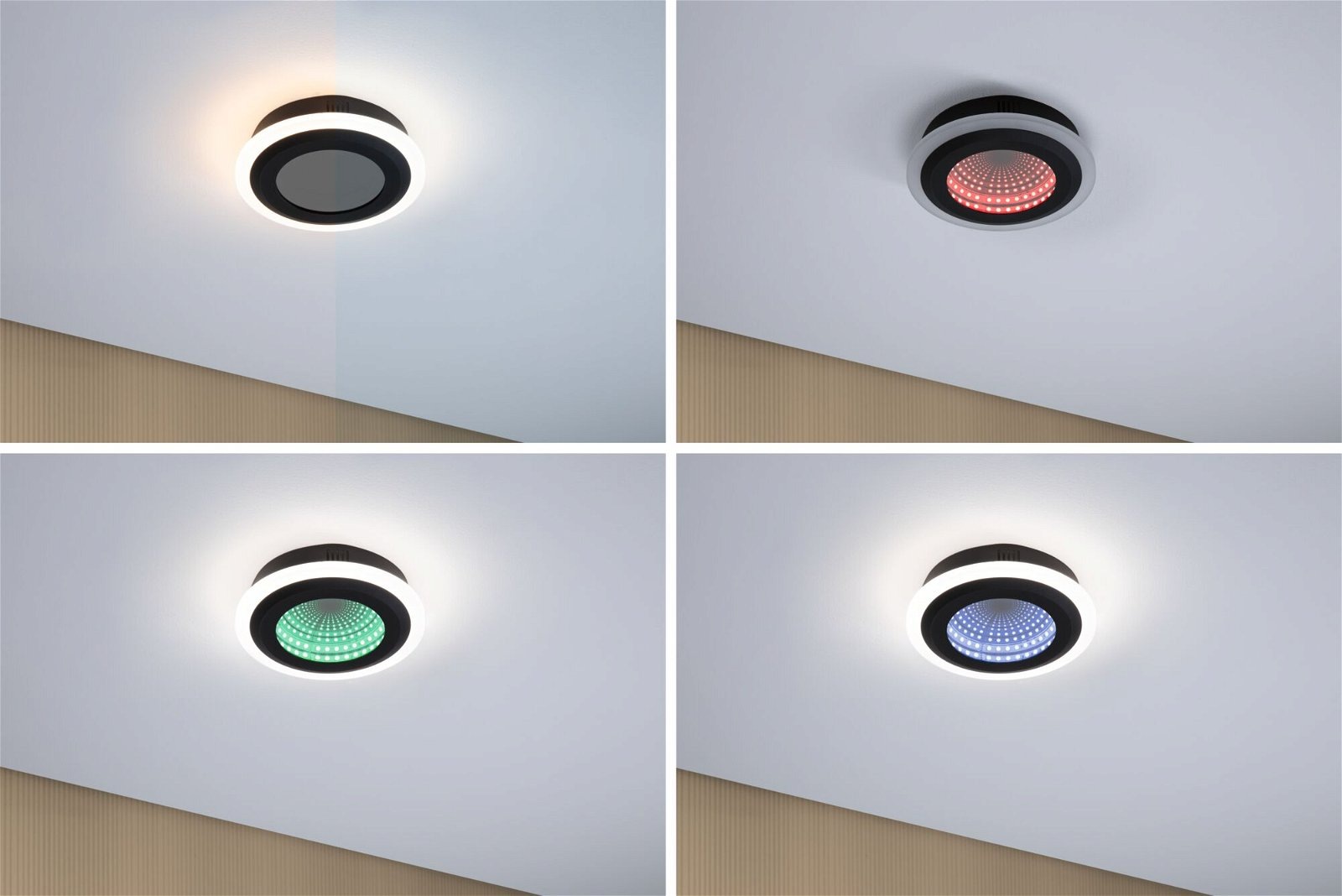 Paulmann LED Deckenleuchte »Spaceglow Two RGB+ 1200lm 230V 14W Schwarz matt«, 1 flammig, dimmbar