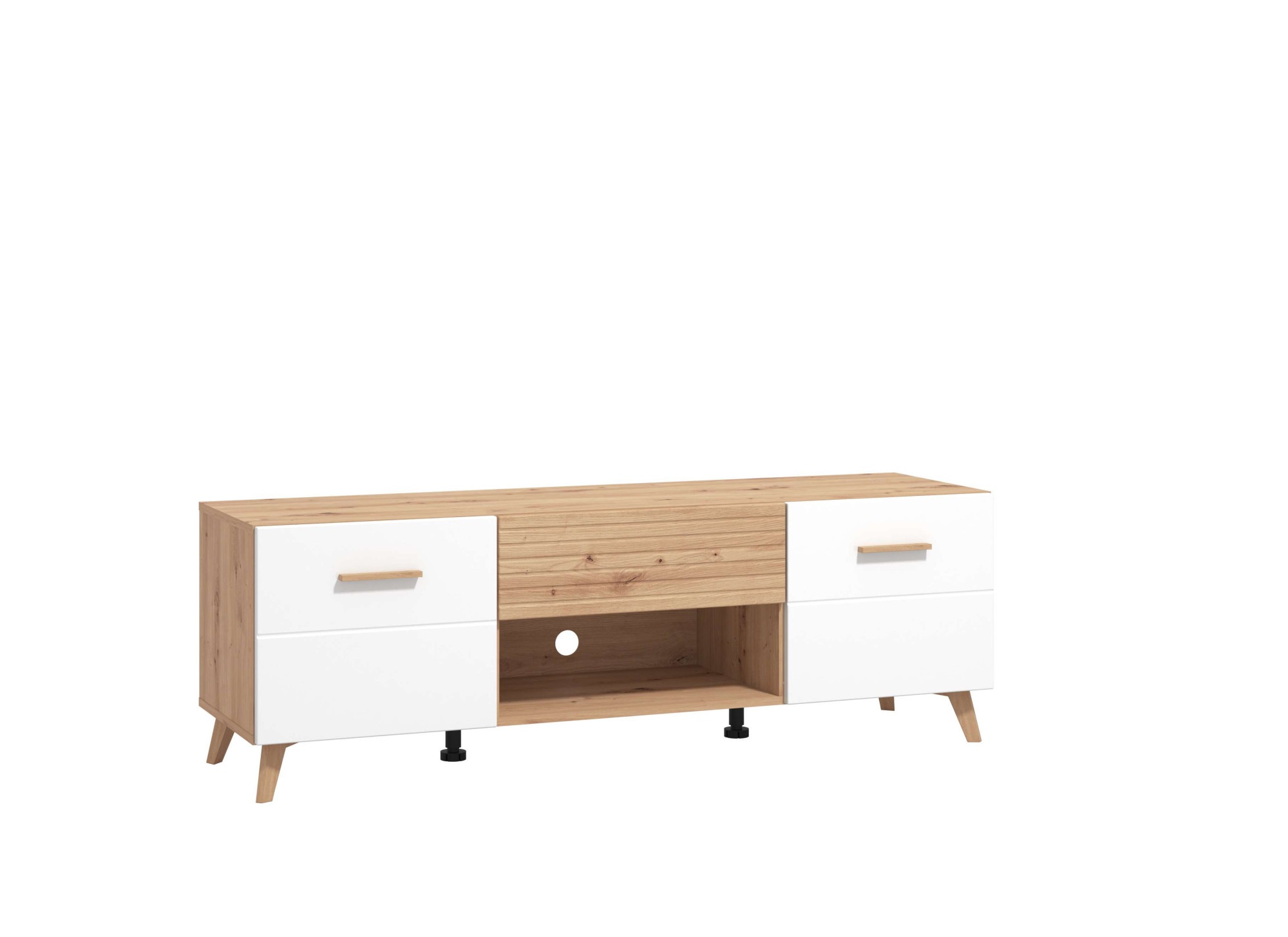 Home affaire Lowboard "Bretagna TV-Lowboard, TV-Schrank, TV-Ständer, Breite 150 cm" Kommode mit Schublade, Holzgriffen, TV-Möbel, in Artisan Eiche
