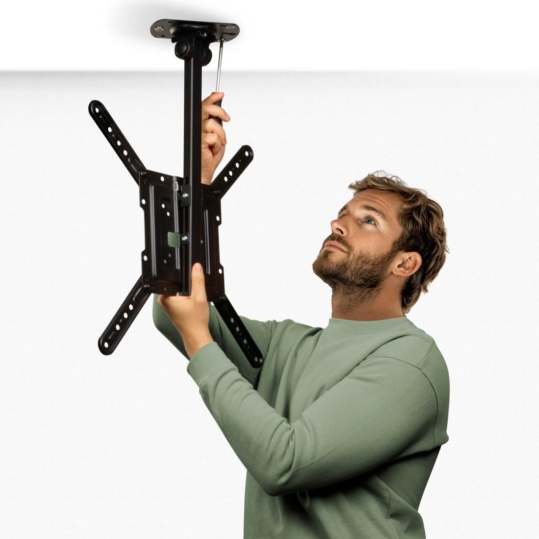 Hama TV-Deckenhalterung »TV Deckenhalterung Fernseher, schwenkbar, höhenverstellbar, schwarz«, bis 165 cm Zoll, Traglast 40kg, 32 Zoll - 65 Zoll, VESA 75x75 - 400x400, drehbar
