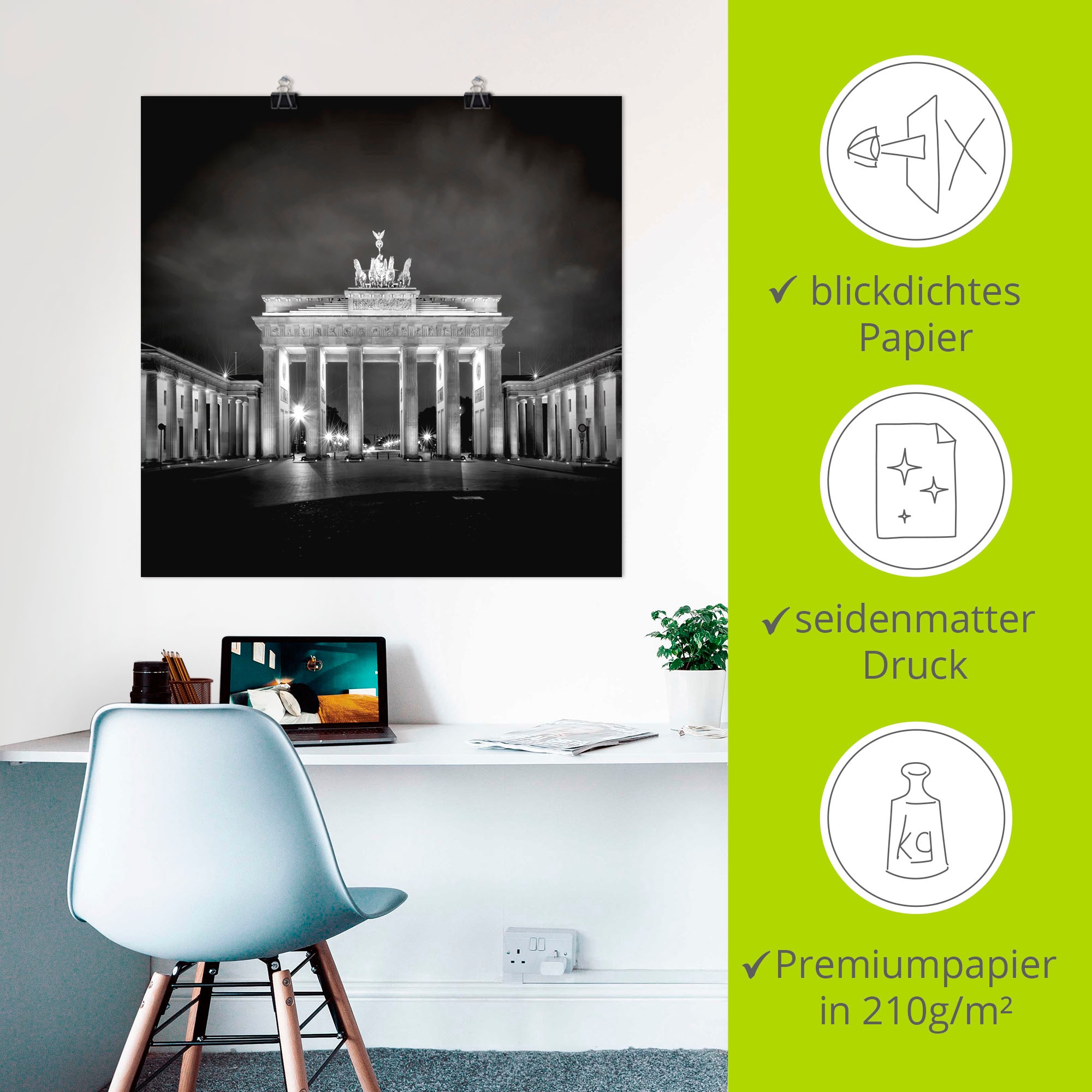 Artland Wandbild »Berlin Brandenburger Tor I«, Gebäude, (1 St.), als Leinwandbild, Poster in verschied. Größen