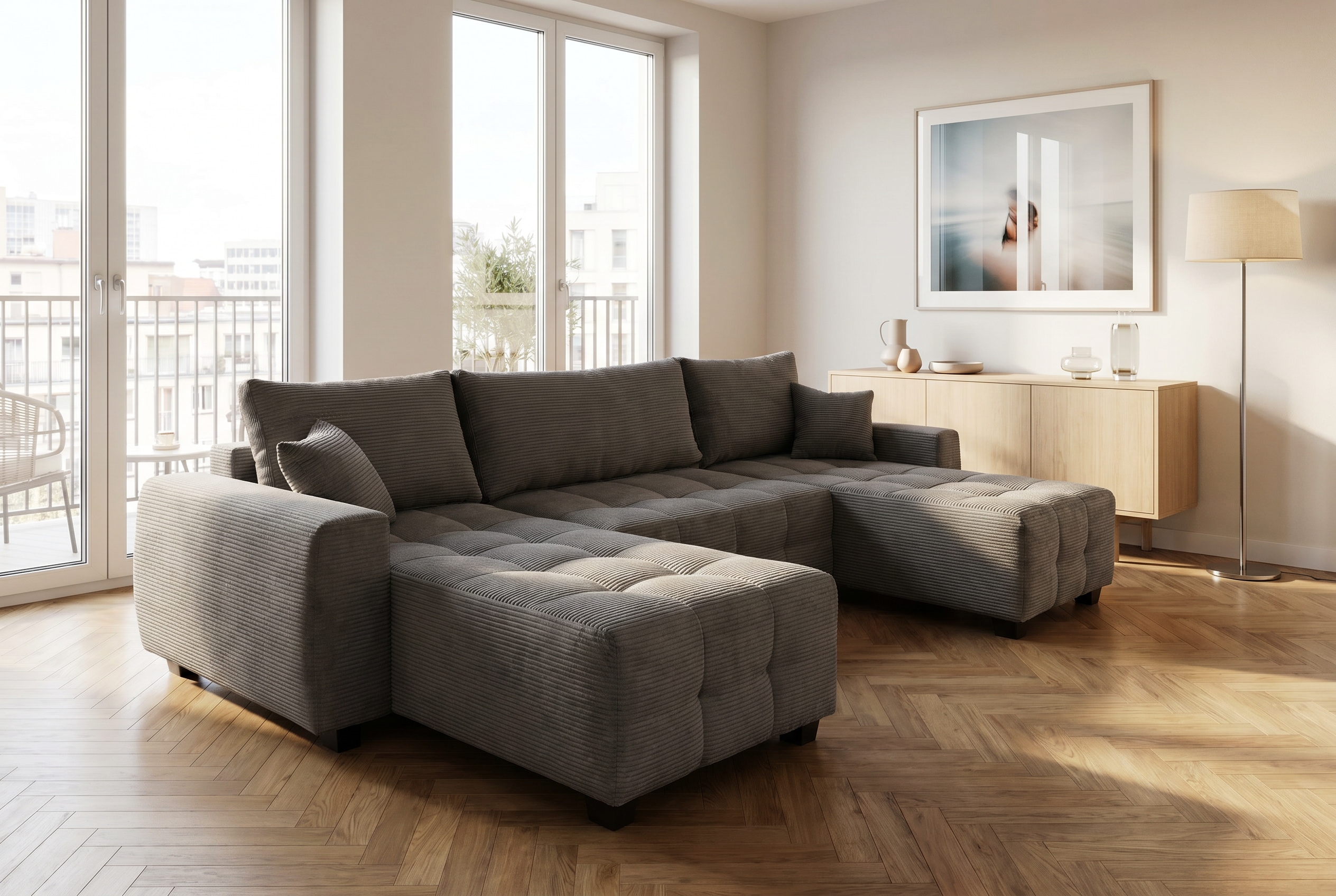 OTTO home "Bella U-Form, B: 314 cm, inkl. Schlaffunktion" inkl. Bettkasten, Bonellfederkern, extra große Liegefläche: 269x135cm