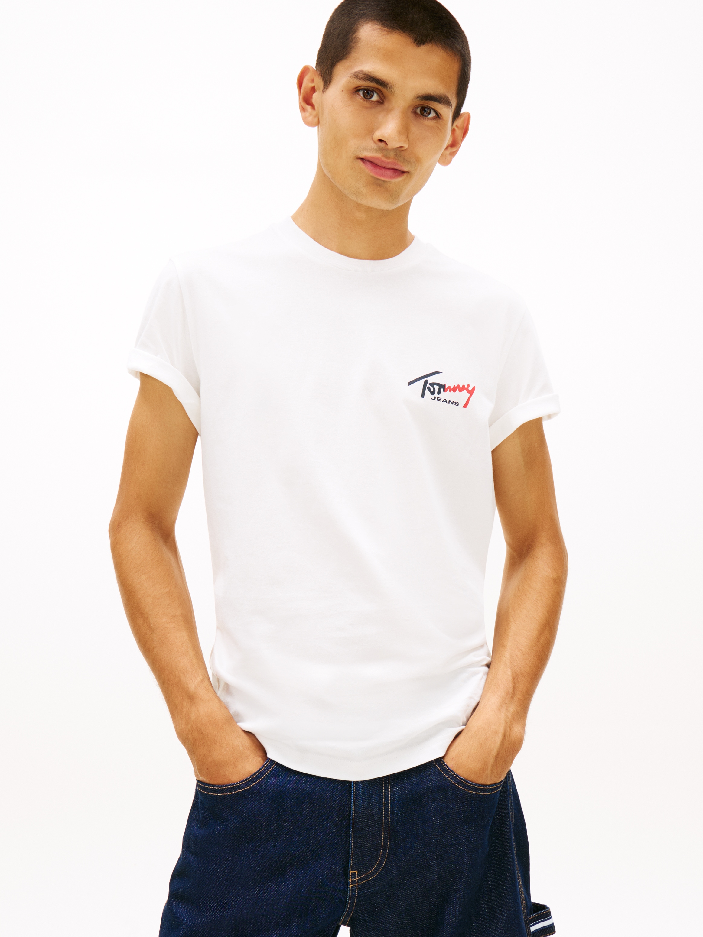 Tommy Jeans T-Shirt "TJM SLIM FIT SIGN CHEST" mit Markenprint günstig online kaufen