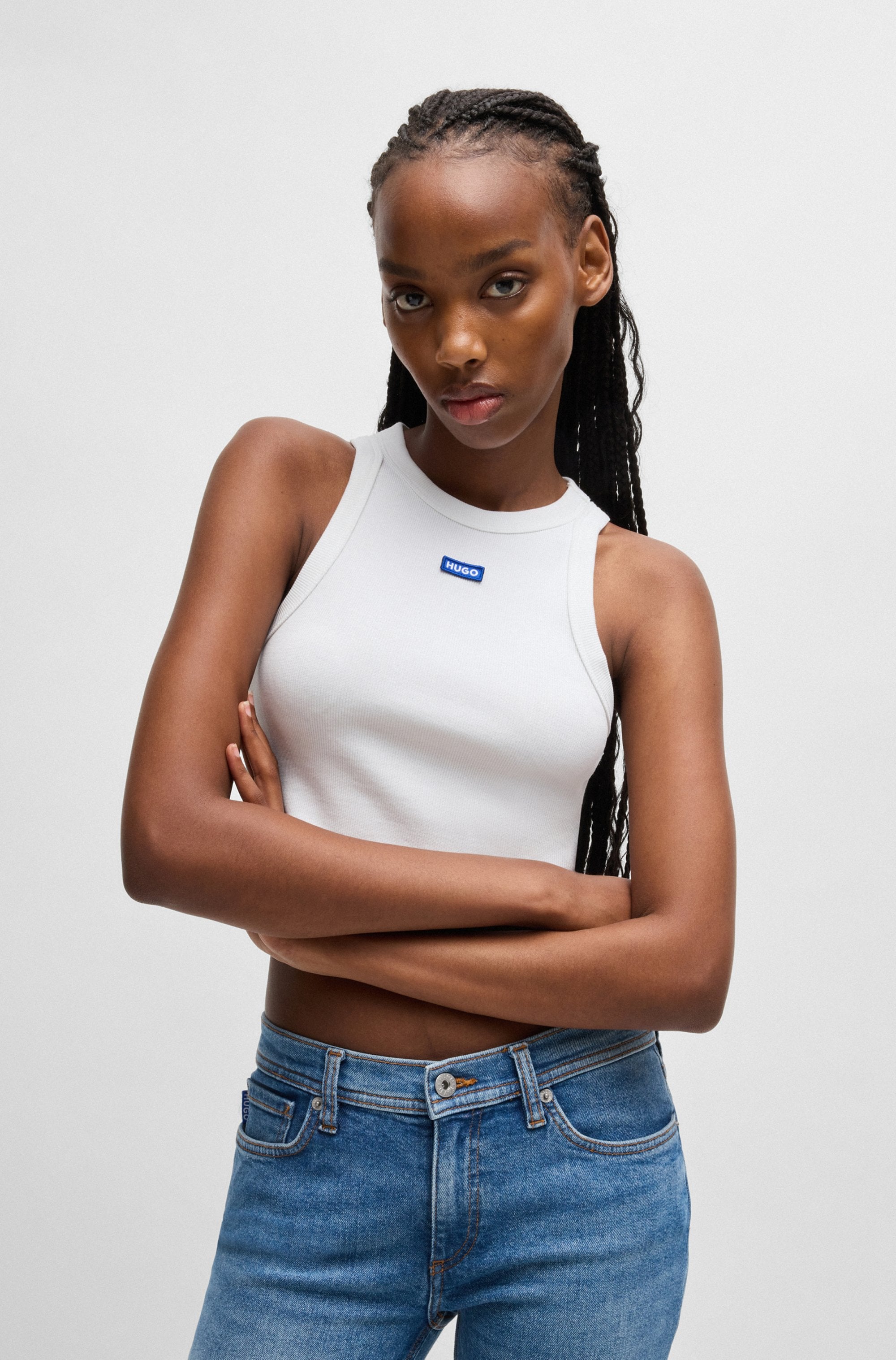 HUGO Blue Tanktop "Baby Tank", Cropped-Form günstig online kaufen