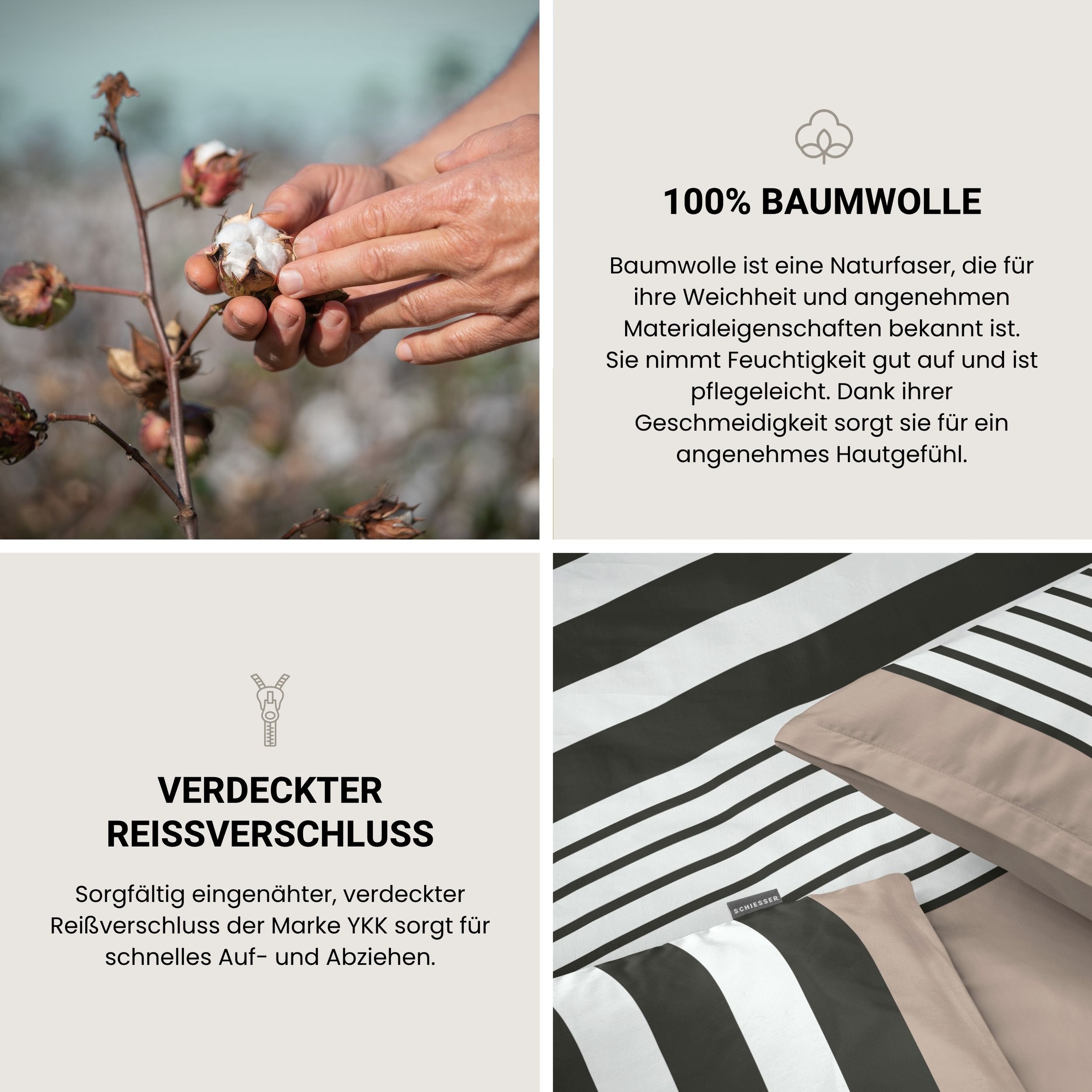 Schiesser Bettwäsche »Leika aus weicher Baumwolle mit Streifen-Design« 2 OEKO-TEX® MADE IN GREEN