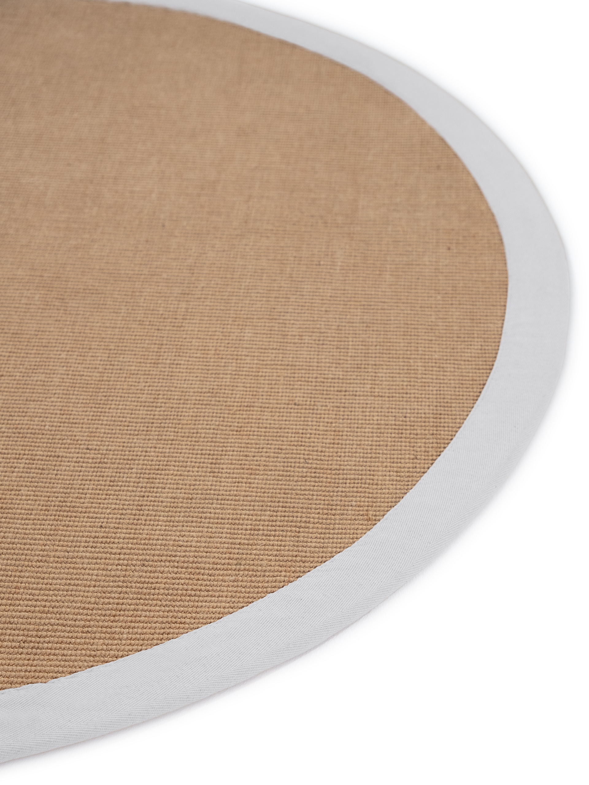 carpetfine Sisalteppich »Sisal«, rund, 5 mm Höhe, mit farbiger Bordüre, Anti-Rutsch Rückseite