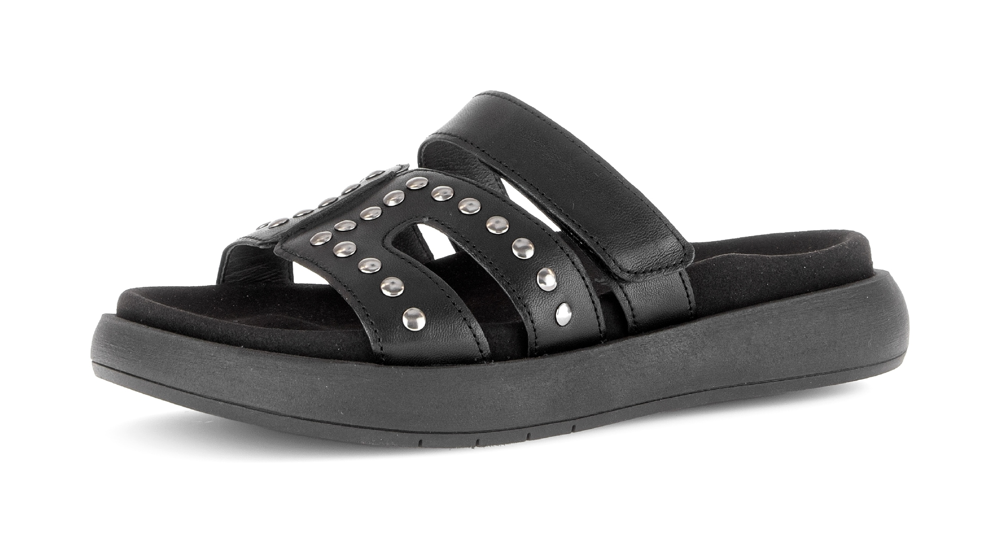 Gabor Pantolette Plateau, Sommerschuh, Schlupfschuh mit glänzenden Nieten besetzt