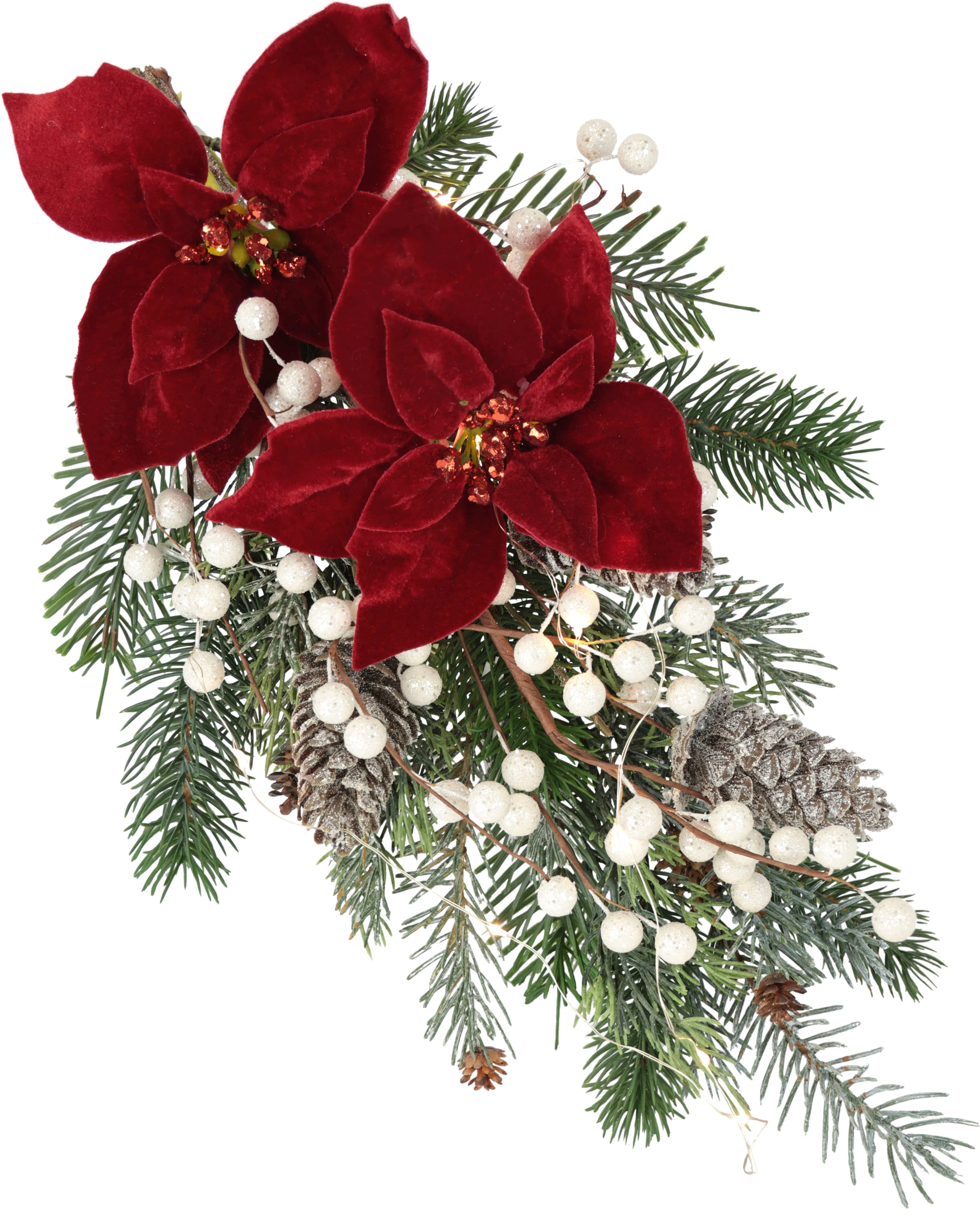 I.GE.A. Winterliche Kunstpflanze "Gesteck, Poinsettia mit LED Beleuchtung, günstig online kaufen