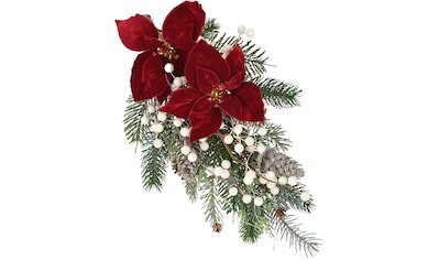 Winterliche Kunstpflanze »Gesteck, Poinsettia mit LED Beleuchtung, Weihnachtsdeko,«