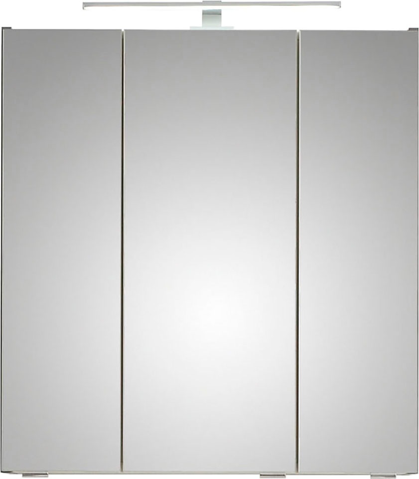 Saphir Spiegelschrank »Quickset 357 Badschrank, 3 Spiegeltüren, 6 Einlegeböden, 65 cm breit«, inkl. LED-Beleuchtung, Türdämpfer, Schalter-/Steckdosenkombination