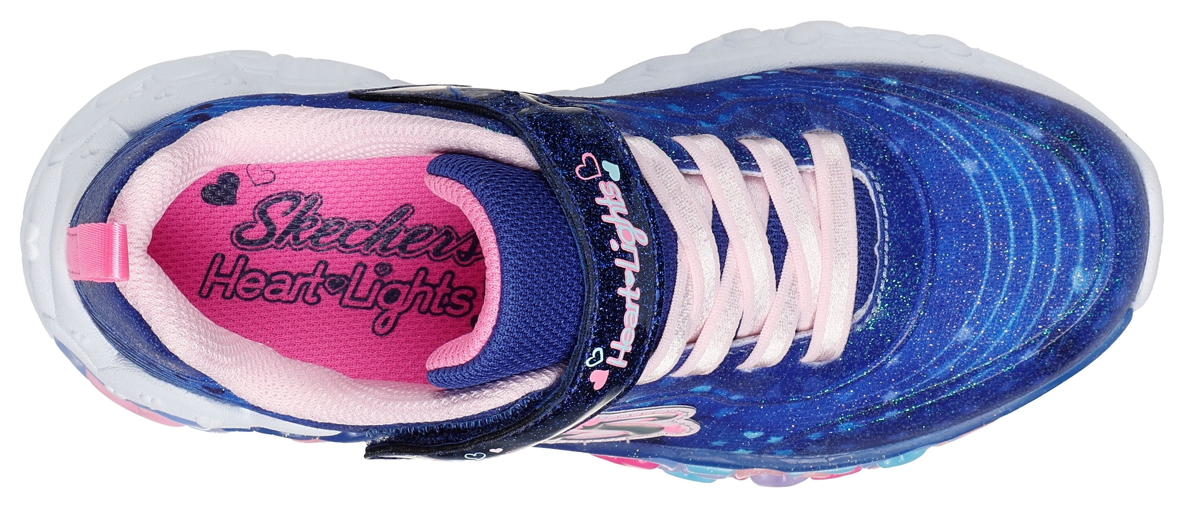 Skechers Sneaker »ETERNAL HEART LIGHTS«, Blink,-Klettschuh mit Herz-Applikation, Größenschablone zum Download