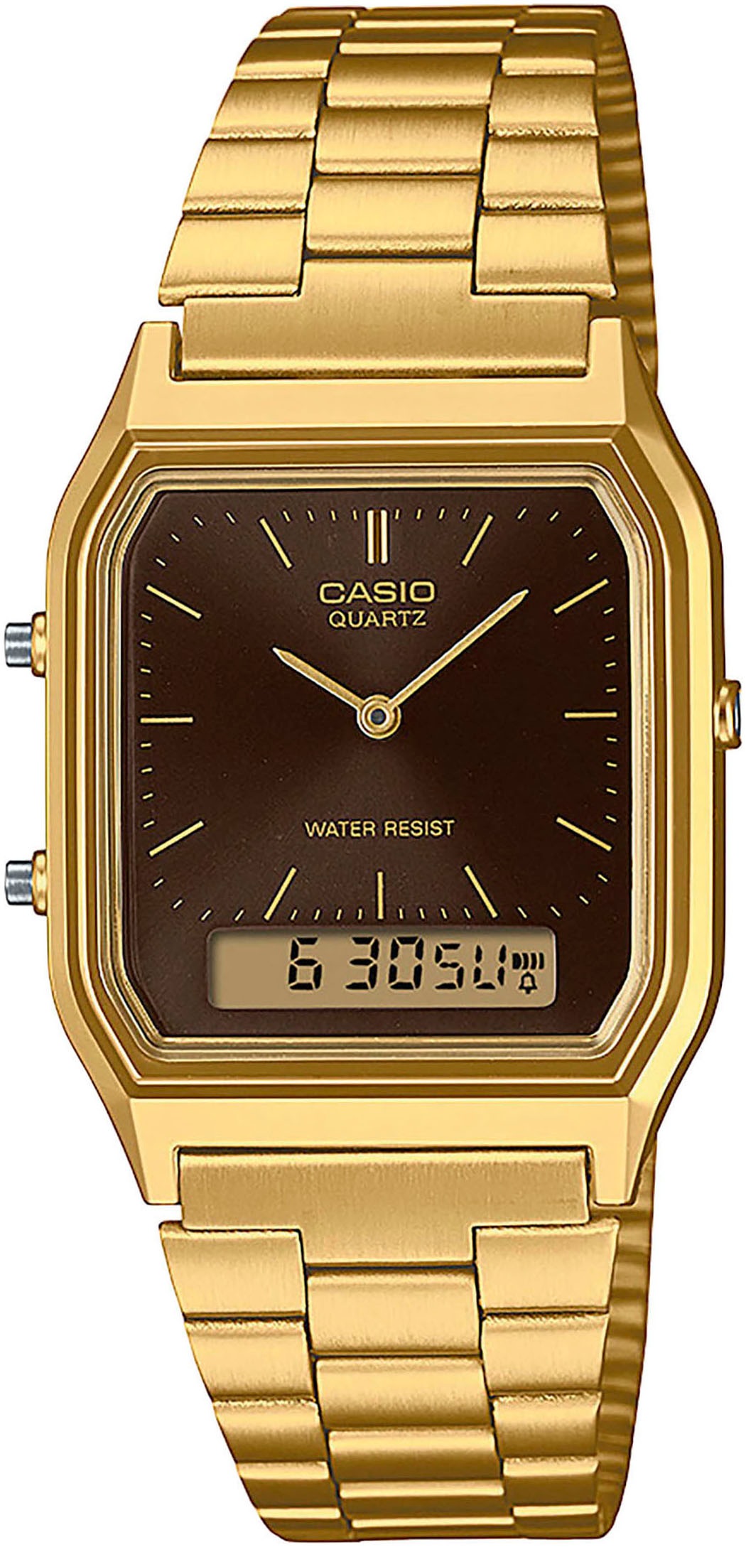 CASIO VINTAGE Damen Chronograph, gold, Armbanduhren, Quarzuhr, Armbanduhr, Damenuhr, Herrenuhr, Edelstahlband,Digitaluhr
