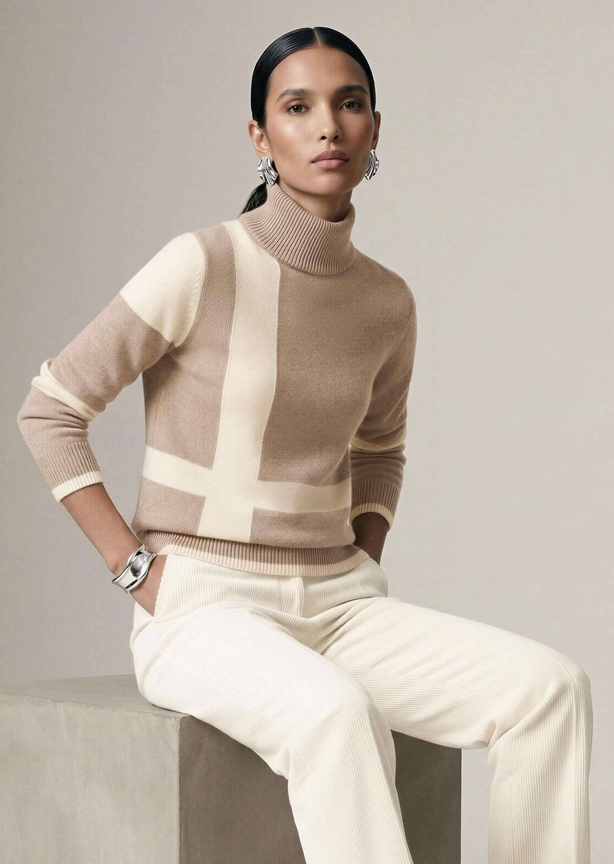 MADELEINE Longpullover »Pullover Strickpullover mit Colour-Blocking«