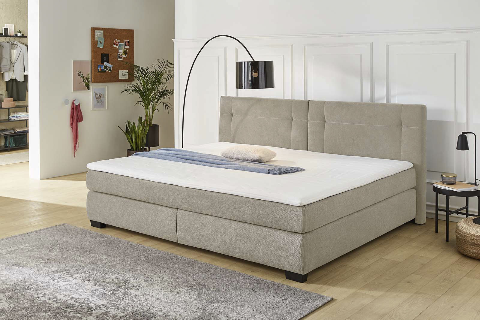 Jockenhöfer Gruppe Boxspringbett "FAMILY, Familienbett mit Taschenfederkernmatratze H3" mit Kaltschaum-Topper, hochwertiger Microfaser-Bezug, 240x200 cm