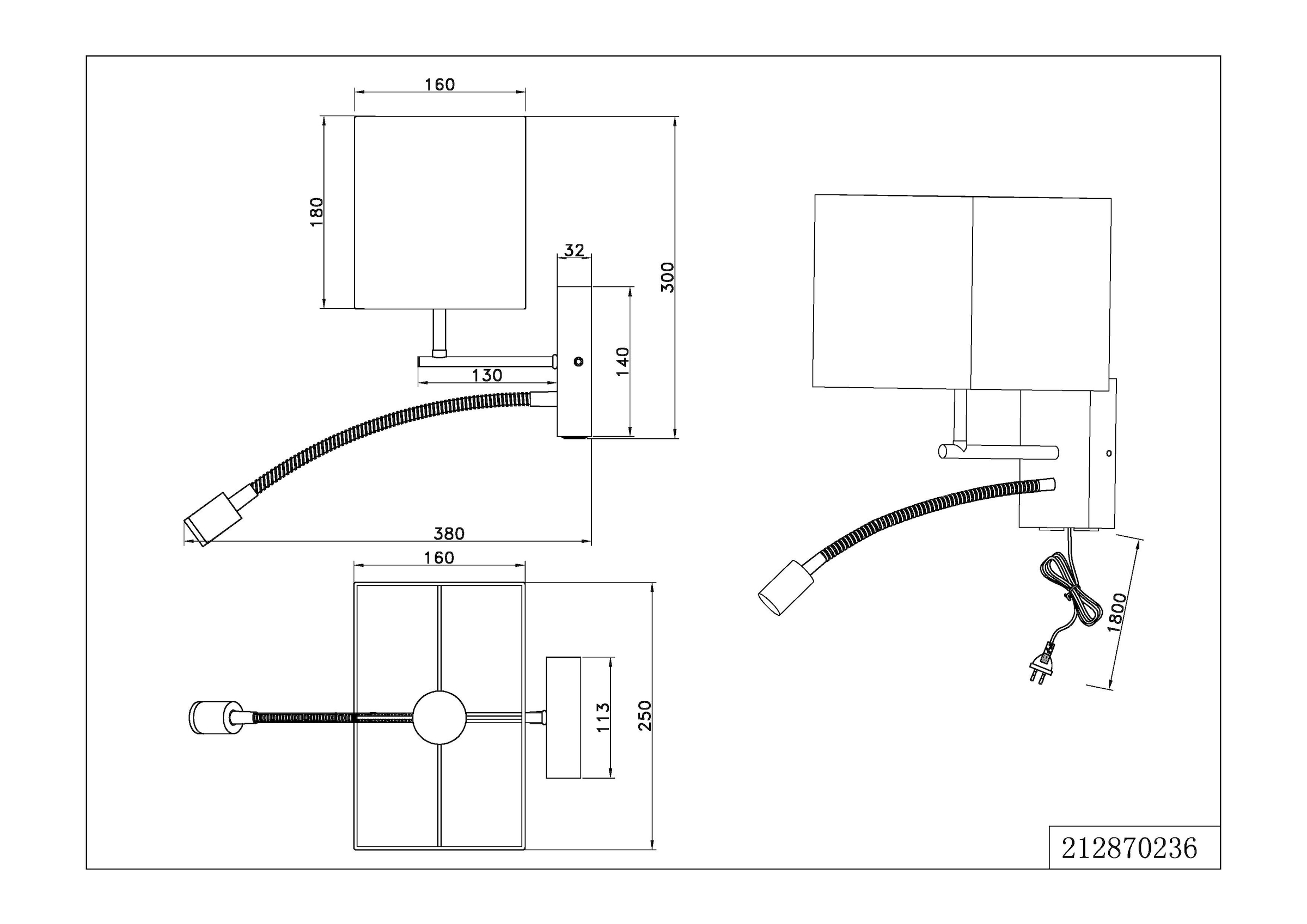 TRIO Leuchten LED Wandleuchte »NILAM«, für Leuchtmittel 1 x E27,  mit LED Leselicht 3,1 Watt, getrennt schaltbar