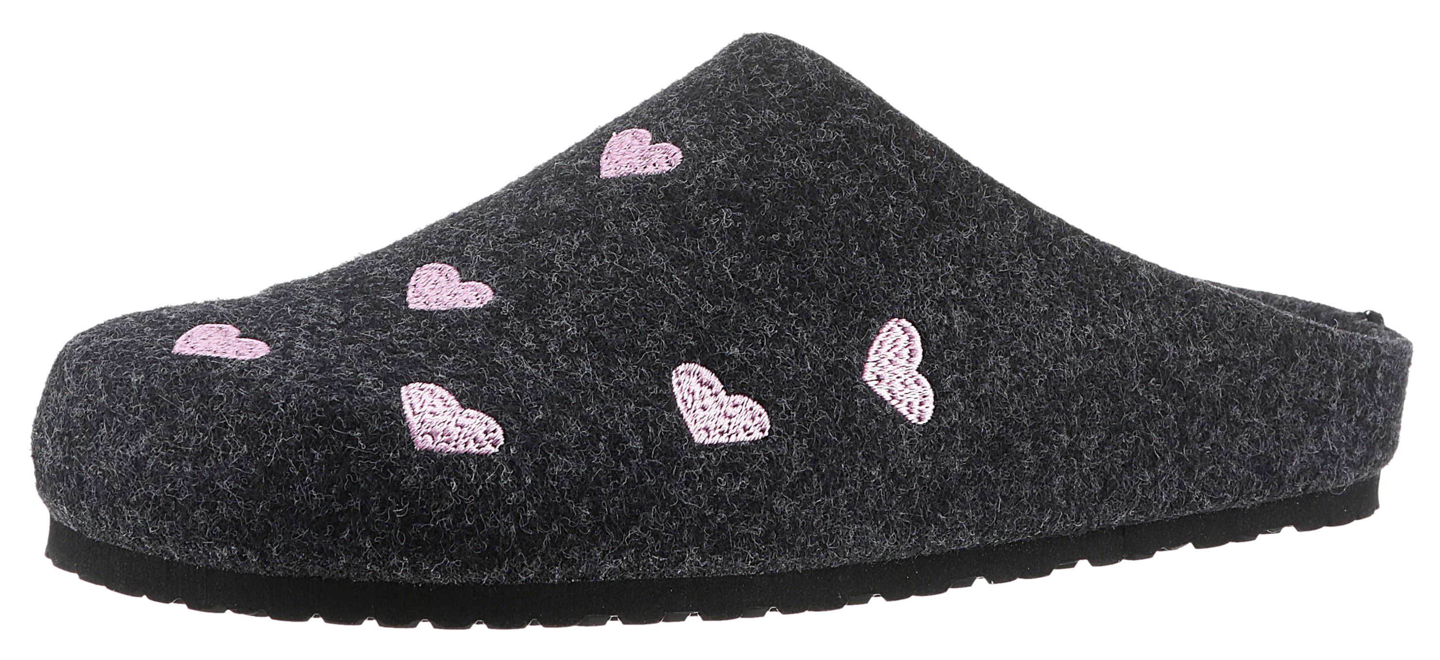 Thumbnail - Aniston SHOES Clog Hausschuh, Homeslipper mit Herzchen-Stickerei - NEUE KOLLEKTION