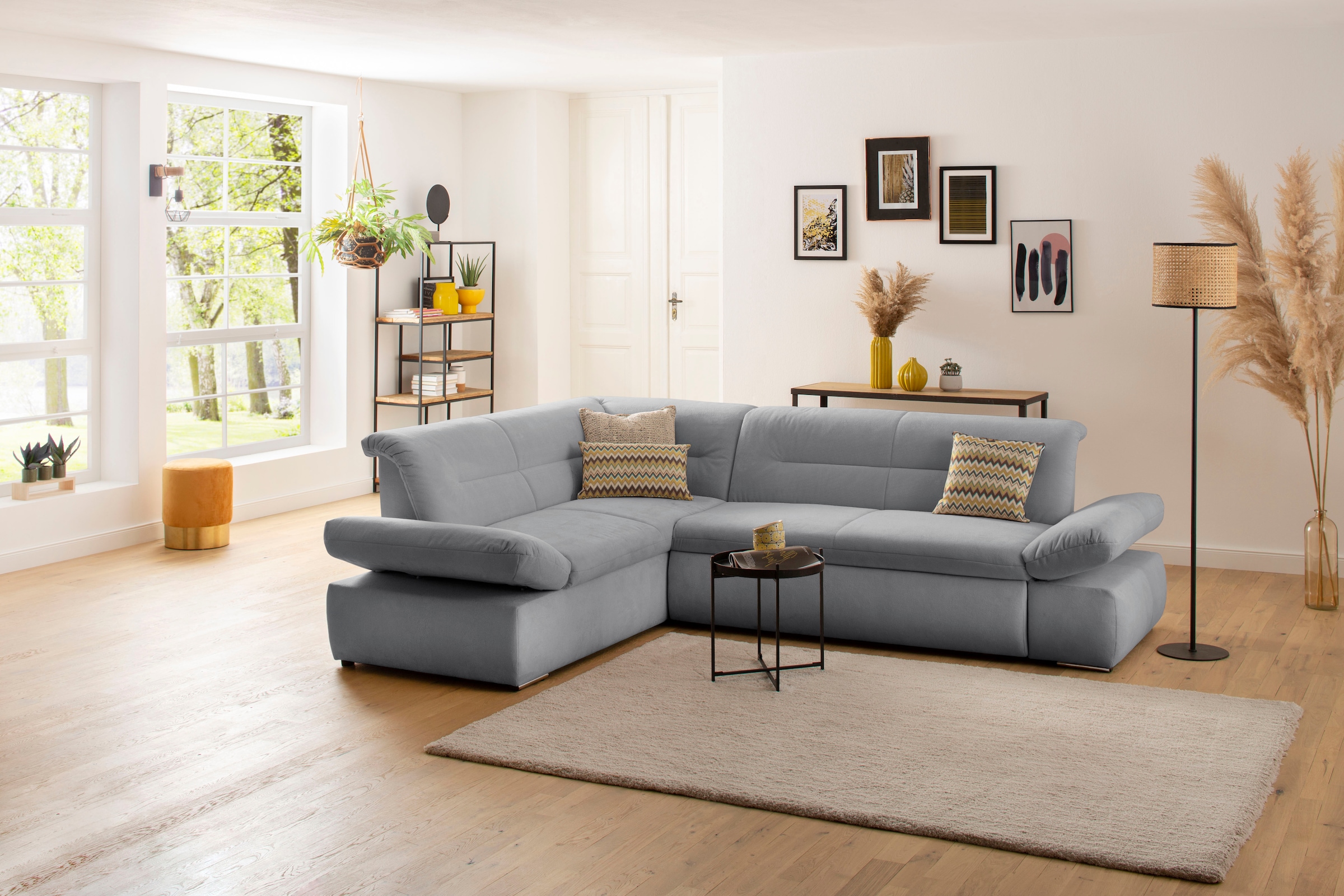 Home affaire Ecksofa "Avesa L-Form" Wahlweise mit Arm- und Bettfunktion, B/T/H: 275/211/80 cm
