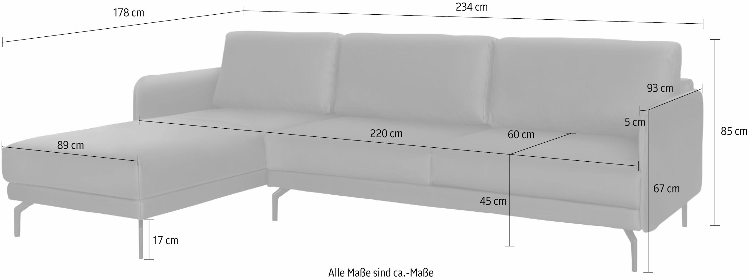 Creation BY ROLF BENZ Ecksofa »CR.450, Designecksofa, Polsterecke, L-Form«, Armlehne sehr schmal, Breite 234 cm, Alugussfüße in umbragrau