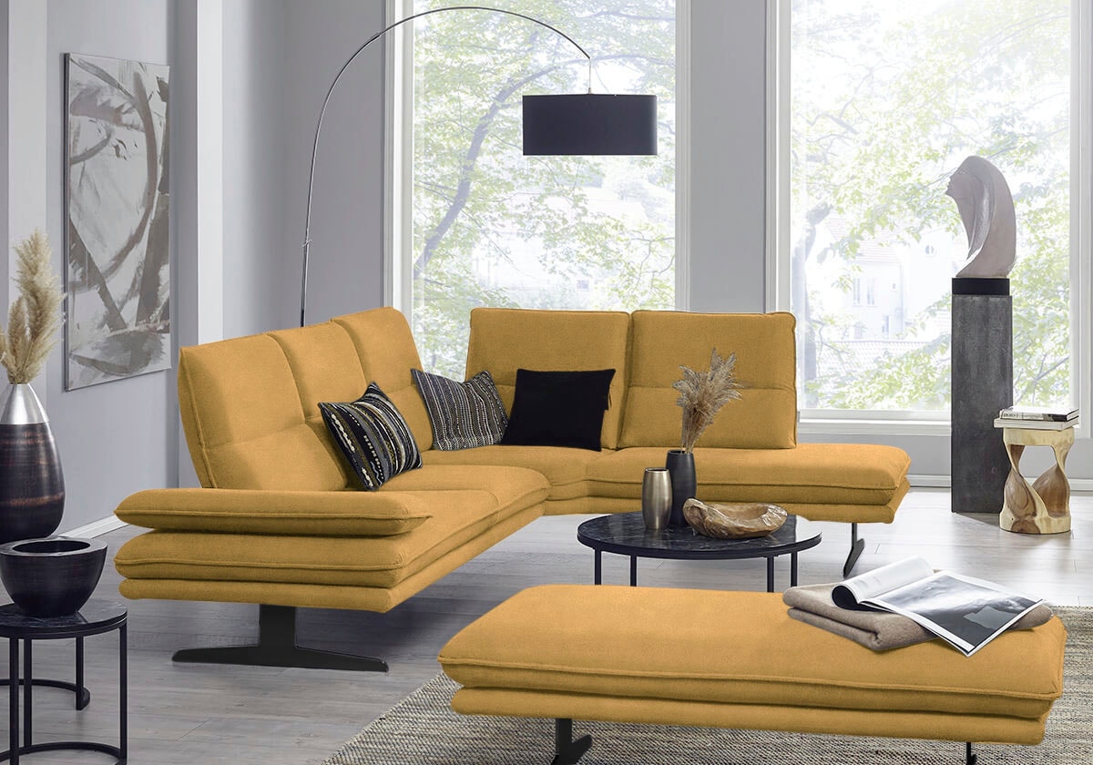 W.SCHILLIG Ecksofa "broadway, Designsofa, toller Sitzkomfort, zeitlos, elegant, L-Form" Sitztiefenverstellung, Kopfteil- & Seitenteilverstellung, Breite 284cm