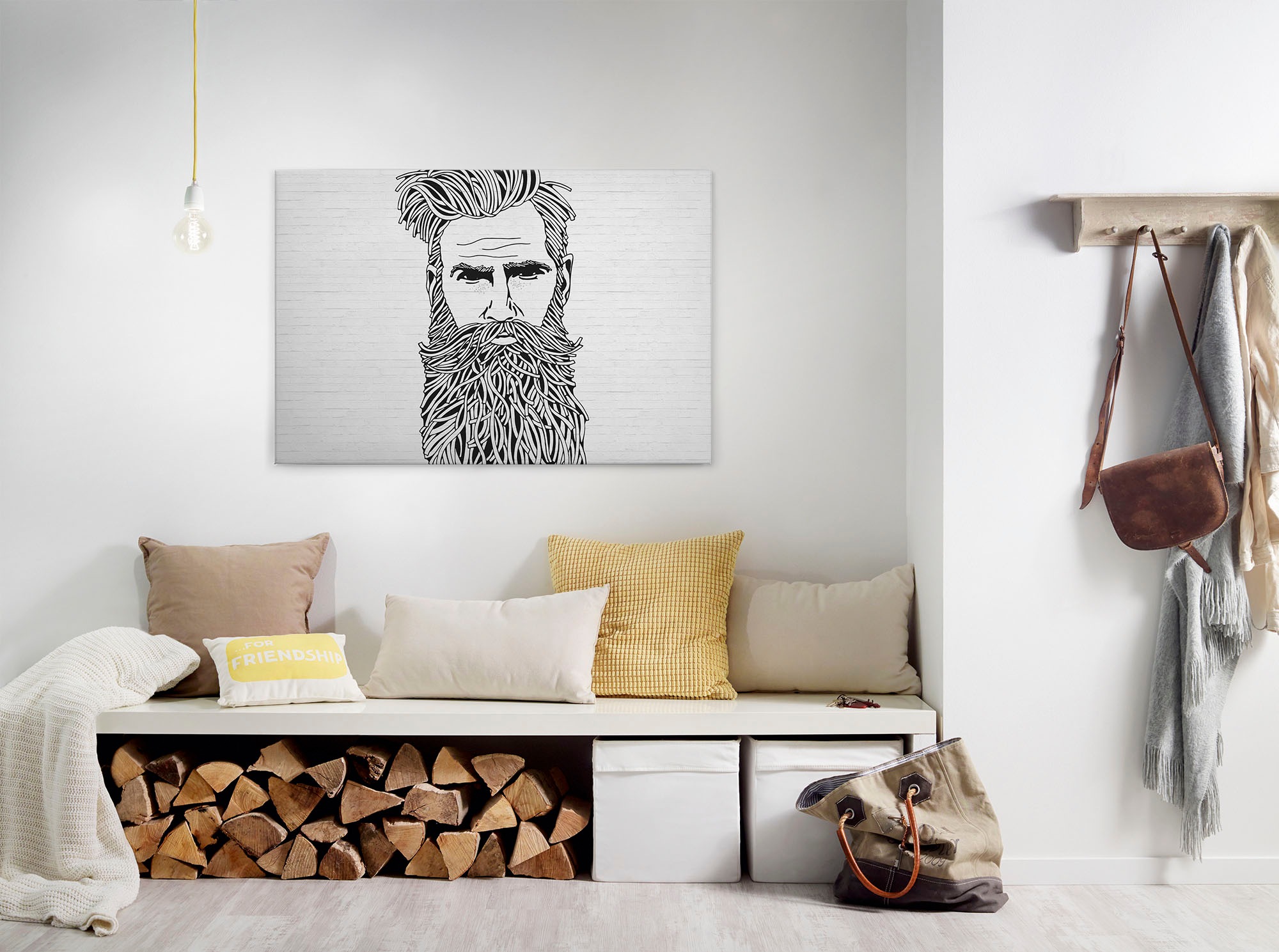 A.S. Création Leinwandbild "iconic" Kunst Modern 1 Stk. tlg. Schwarz-Weiß Zeichnung Rockabilly Keilrahmen Leinwand-Bild Wohnzimmer
