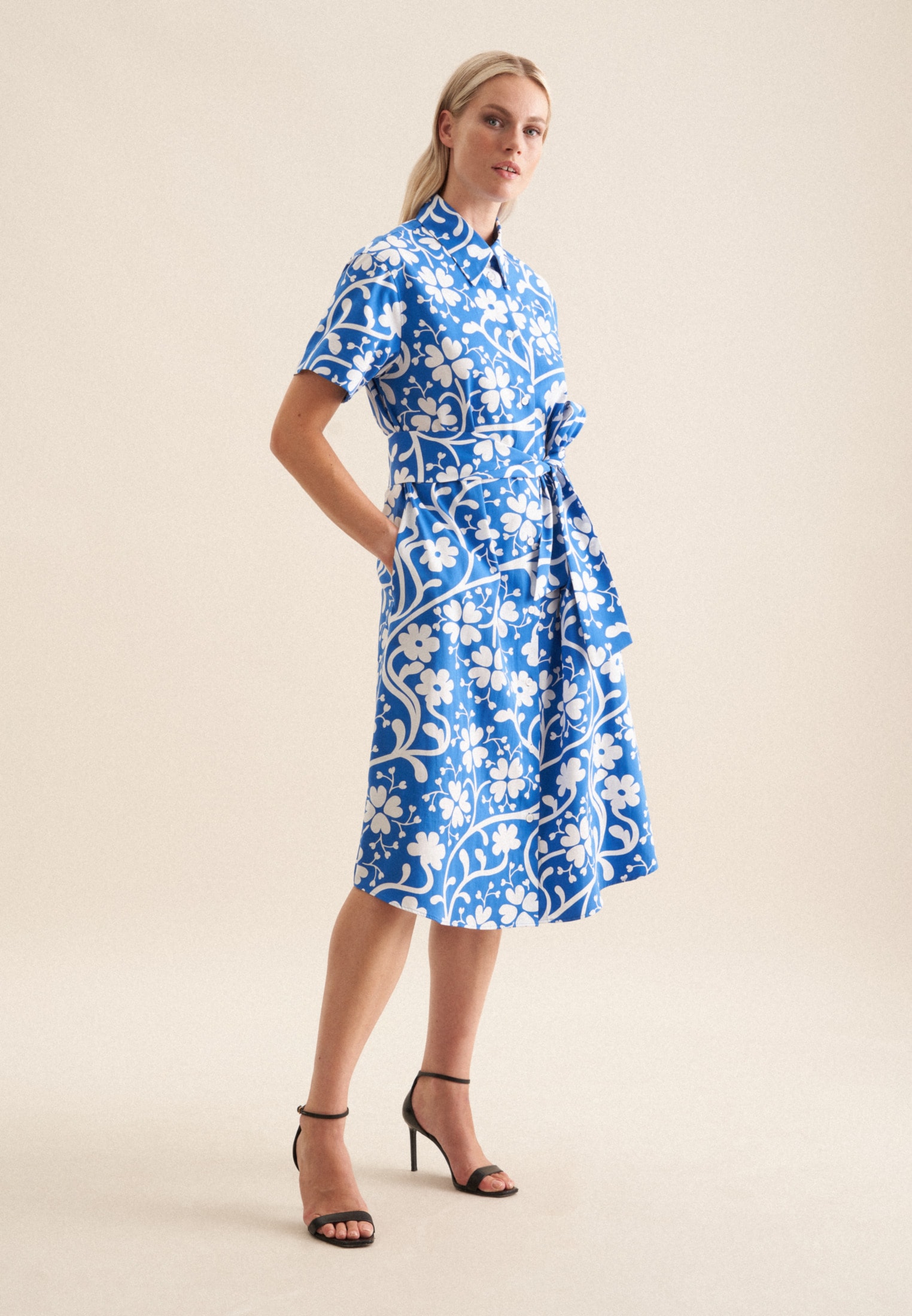 seidensticker Sommerkleid "Schwarze Rose" 1/2 Kragen Druck günstig online kaufen