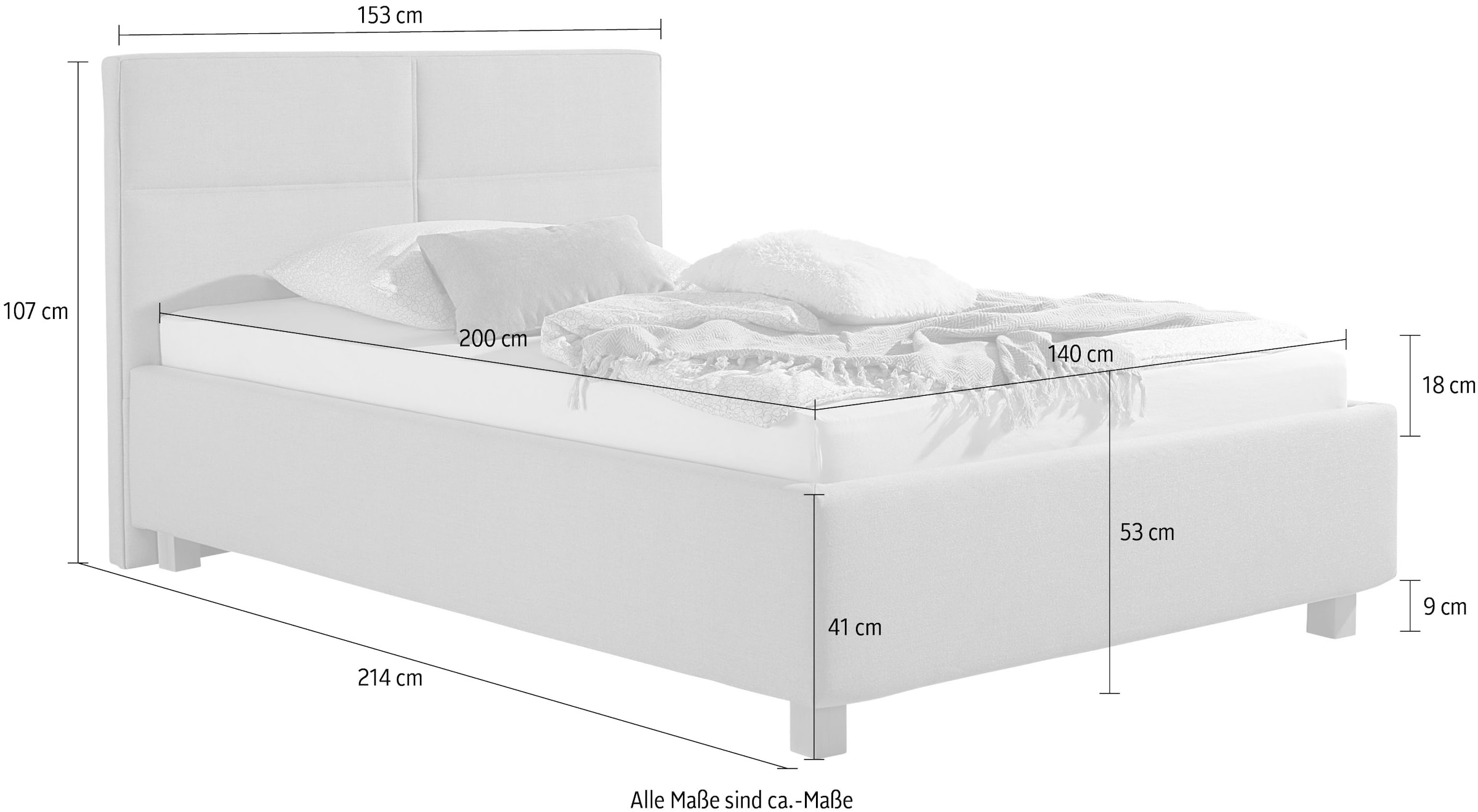 Maintal Polsterbett, inklusive Bettkasten