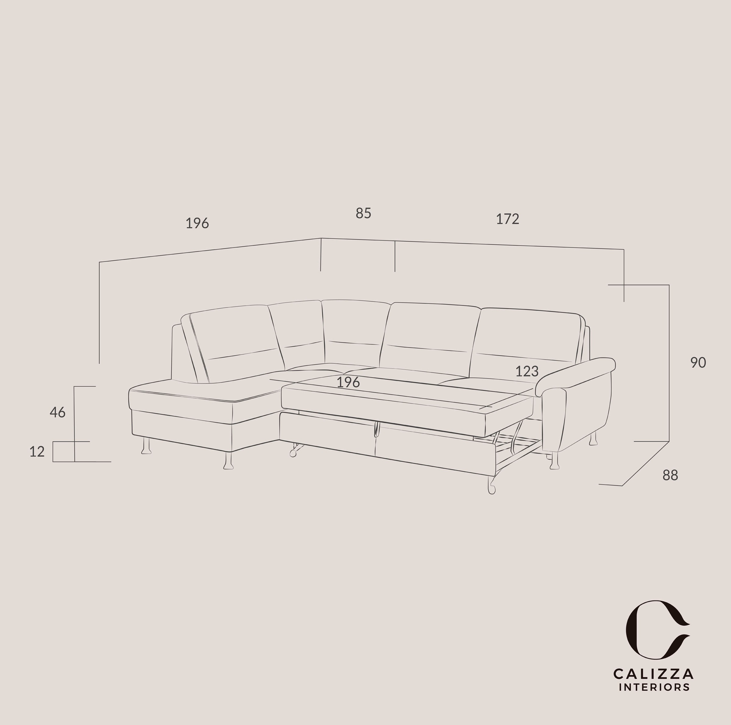 CALIZZA INTERIORS Ecksofa »Onyx L-Form«, Ottomane links oder rechts, wahlweise mit Bettfunktion, Breite 257 cm