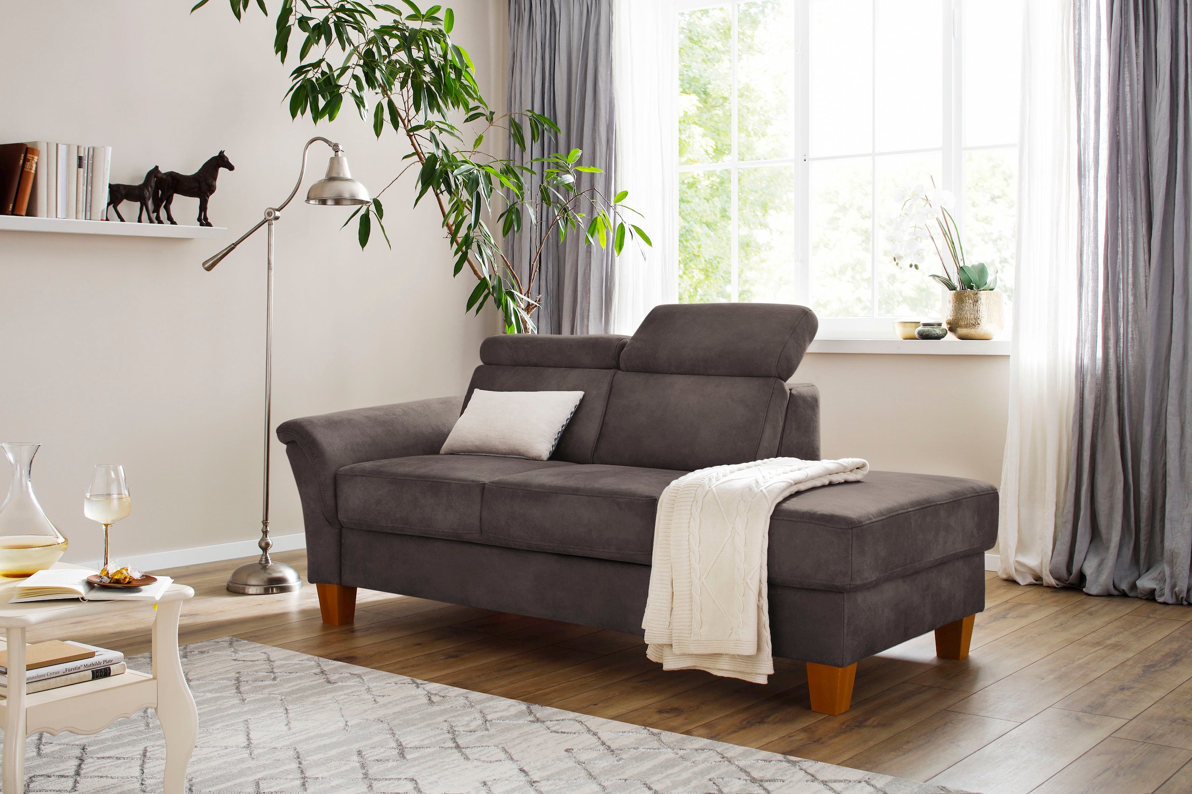OTTO home Recamiere "Conville" incl. Kopfteilverstellung, Federkern, wahlweise mit Bettkasten
