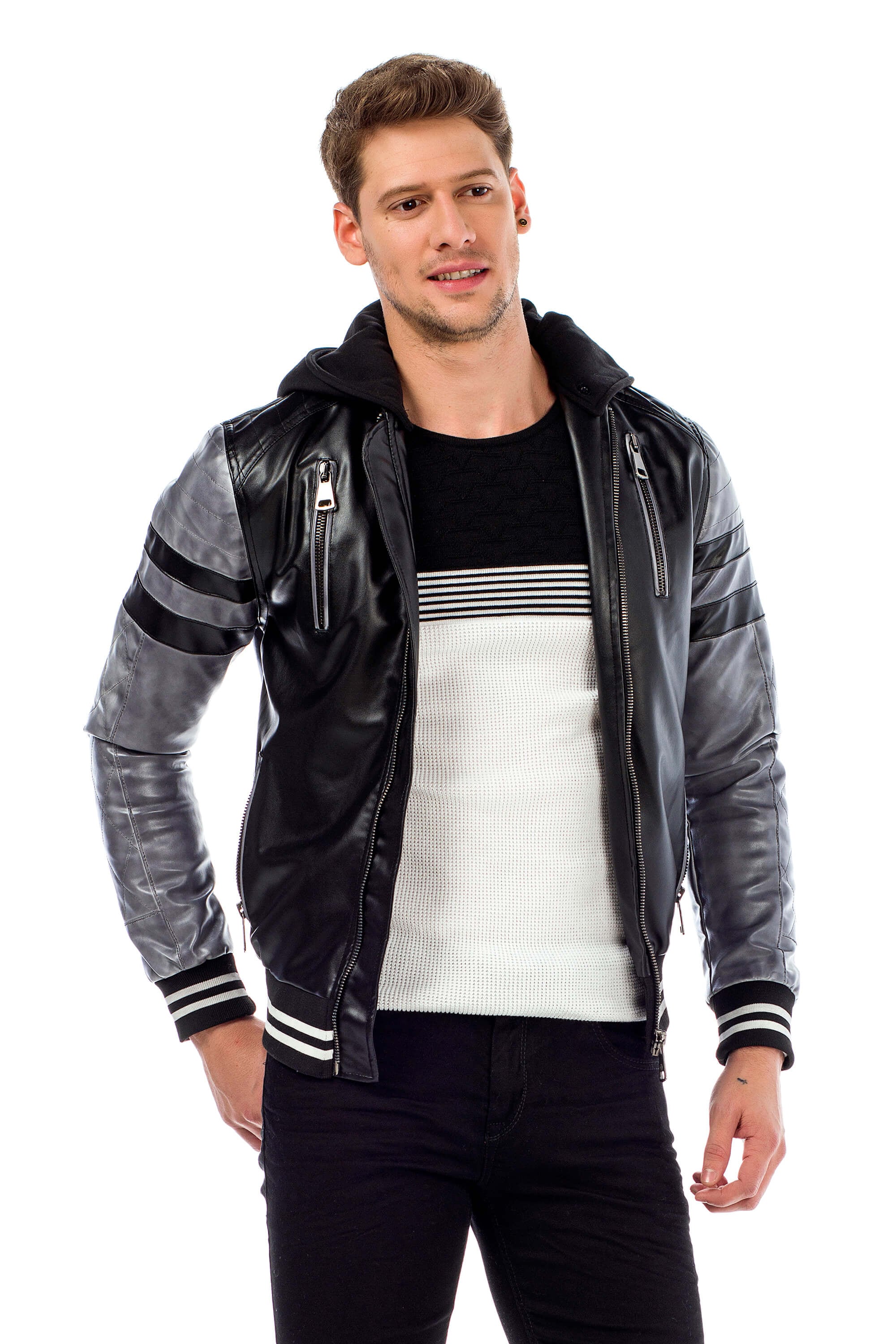 Cipo & Baxx Collegejacke, mit abnehmbarer Kapuze