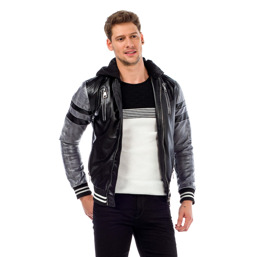 Cipo & Baxx Collegejacke, mit abnehmbarer Kapuze