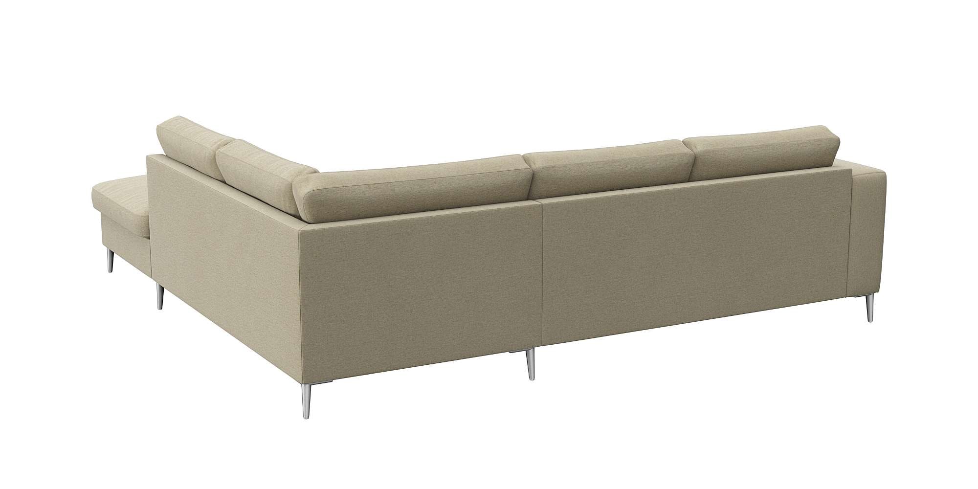 FLEXLUX Ecksofa »Fiore, L-Form« breite Armlehnen, Füße alufarben, B/T 241/225 cm, Kaltschaum im Sitz