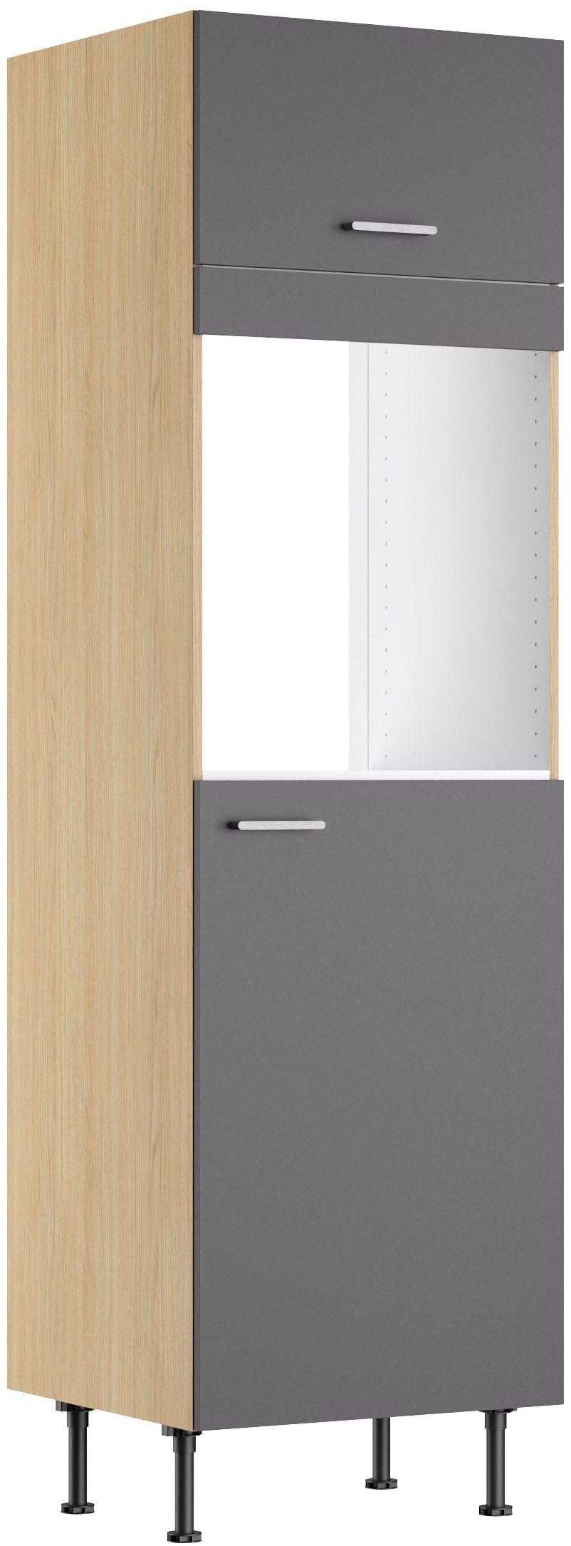 KOCHSTATION Backofenumbauschrank "KS-Lucy" Breite 60 cm, mit 1 Tür, 1 Klappe, Soft-Close, höhenverstellbare Füße