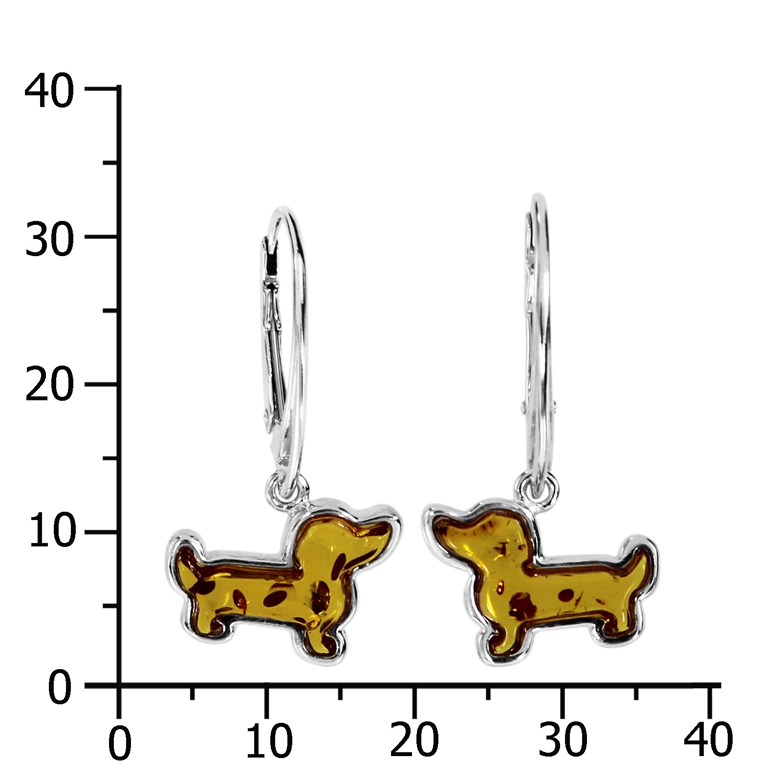 Paar Ohrhänger OSTSEE-SCHMUCK "- Dackel - Silber 925/000 - Bernstein" Gr. 28, silber (silber 925, silberfarben, weiß), Ohrringe, Damen, Silber 925 (Sterlingsilber) 5