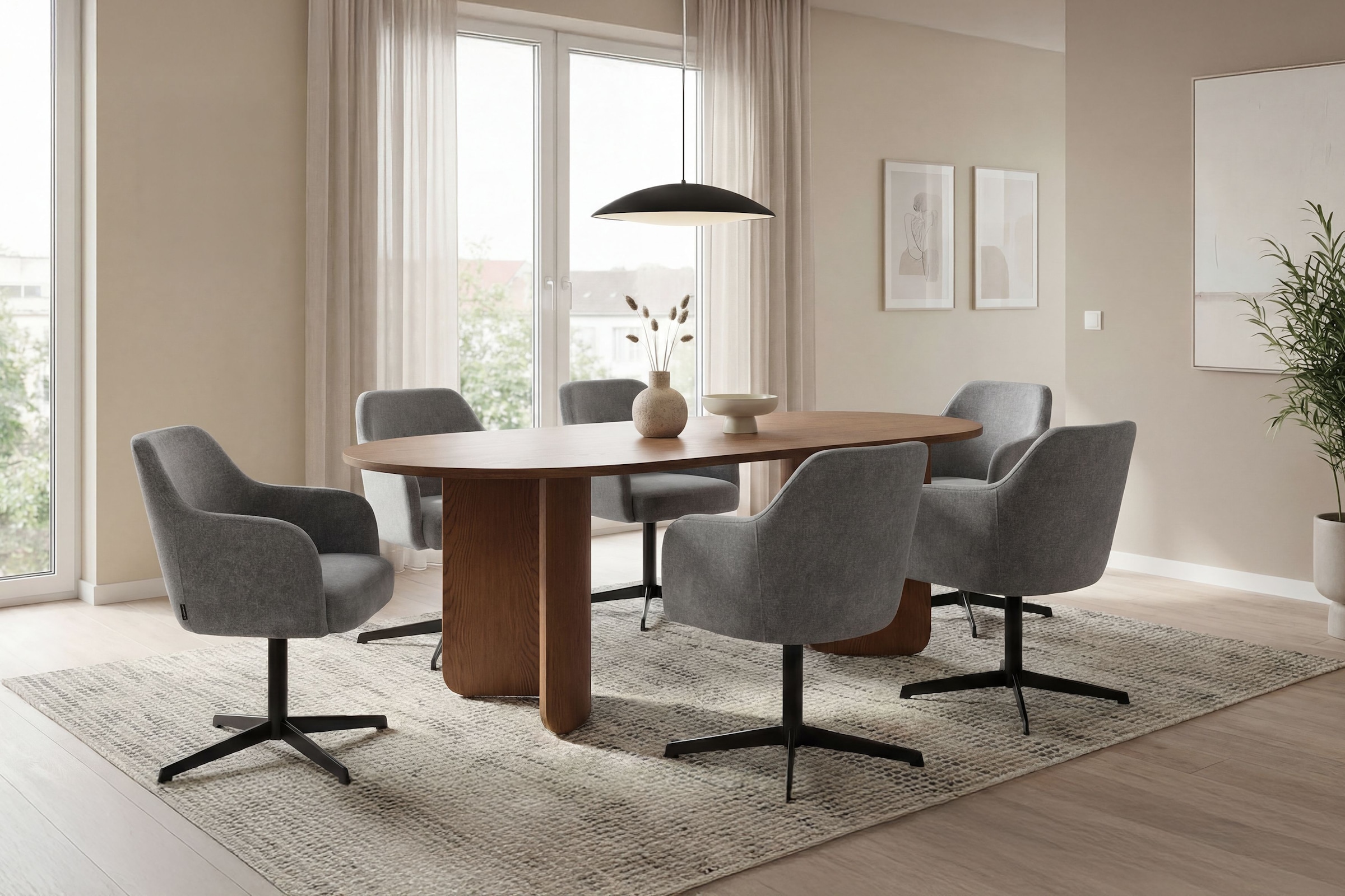 SCHÖNER WOHNEN-Kollektion Esszimmerstuhl »MARLOY, 360° drehbar mit Rückholfunktion« () 1 Stk.mit Taschenfederkern, Bezug Webstoff, Untergestell pulverbeschichtet