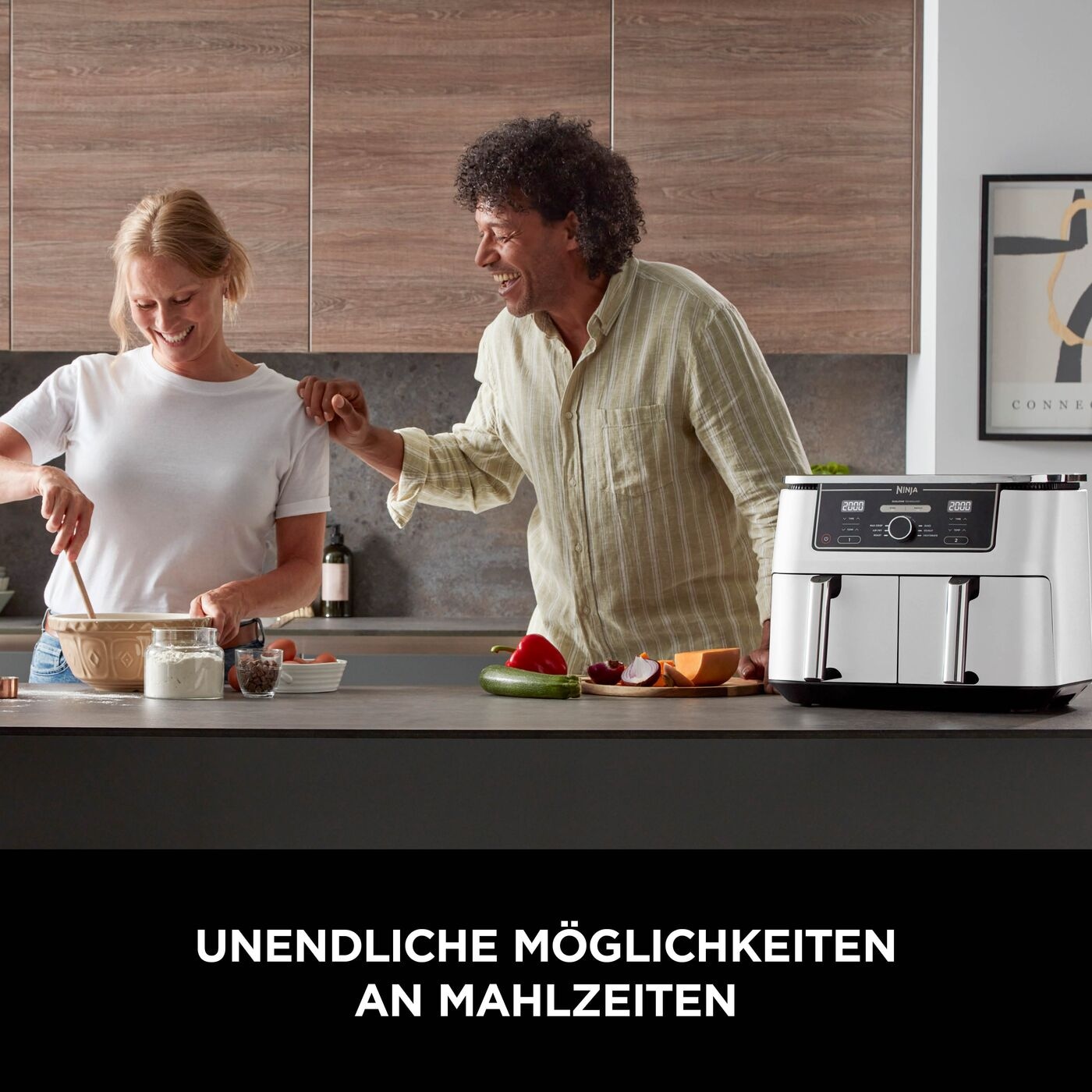 NINJA Heißluftfritteuse »Foodi MAX Dual Zone Heißluftfritteuse AF400EUWH« 2470 W Zwei Gerichte auf zwei Arten gleichzeitig garen