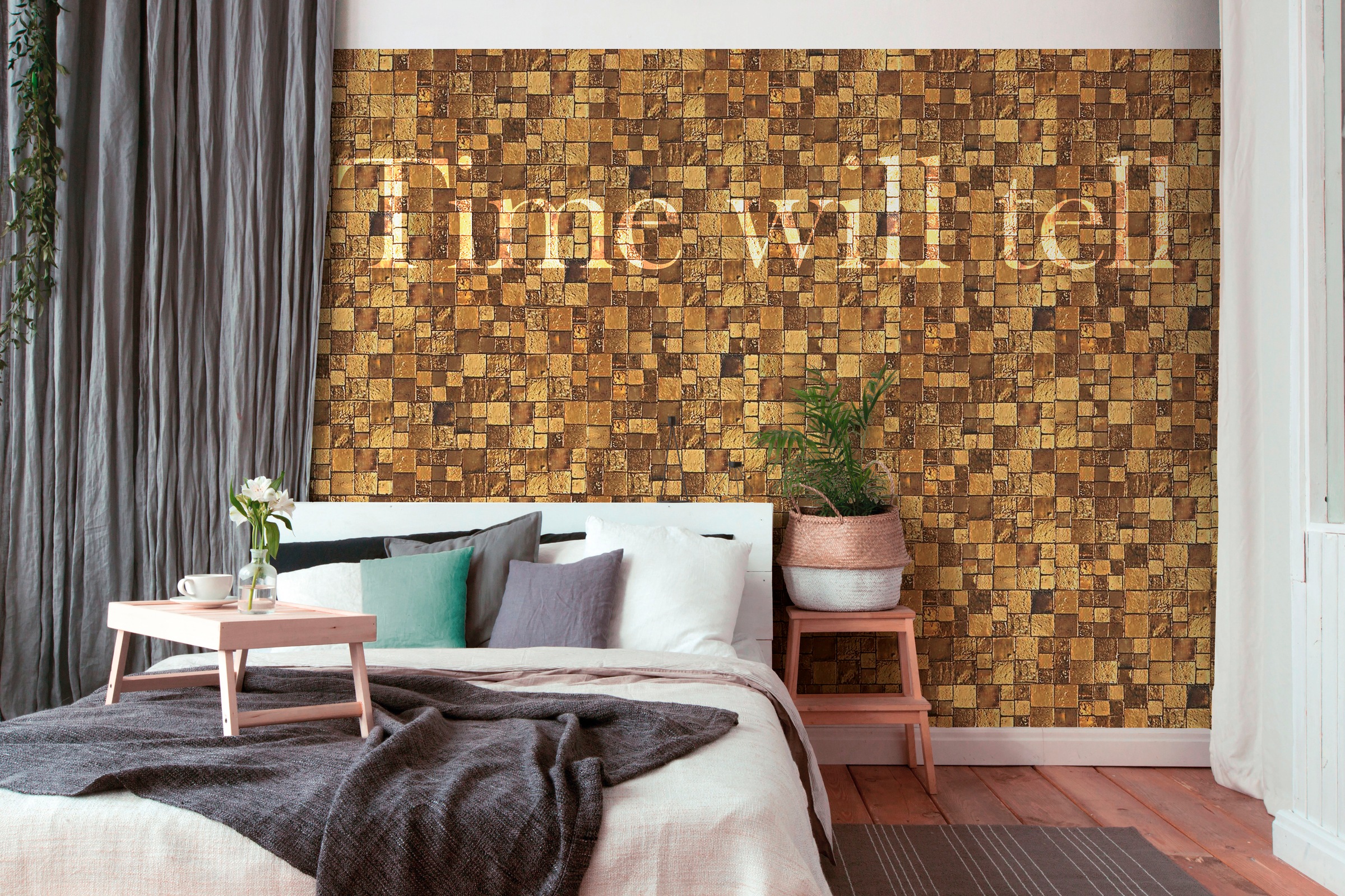 Architects Paper Fototapete »Atelier 47 Gold Amber«, geometrisch-mit Schrift, Vlies, Wand, Schräge, Decke