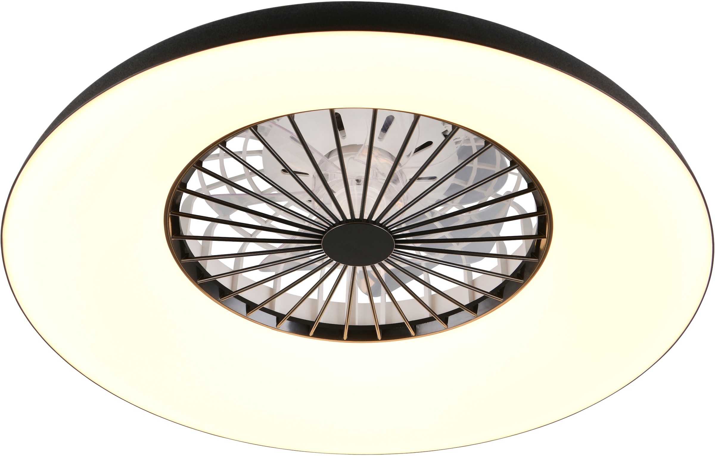 REALITY Leuchten LED Deckenleuchte »SVAERHOLT mit Ventilator, großer Deckenventilator Ø 60cm mit RGB Licht« LED-Board 1 Stk. RGB | warmweiß - kaltweiß 5-Stufen Ventilator Fernbedienung RGB Farbwechsel 4500 Lumen CCT