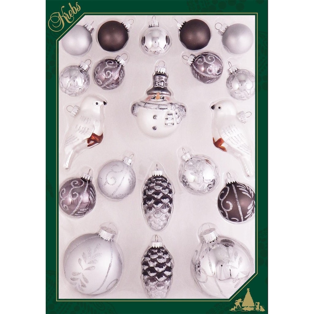 Krebs Glas Lauscha Christbaumschmuck »Multipack mit Schneemann«, (Set, 20 tlg.)