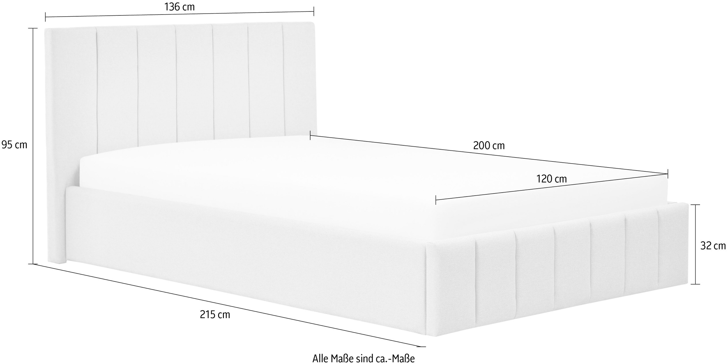 Home affaire Polsterbett »MANTEIGAS, Familienbett mit hochwertigem Strukturstoff« Liegefläche 120x200 und 240x200 cm